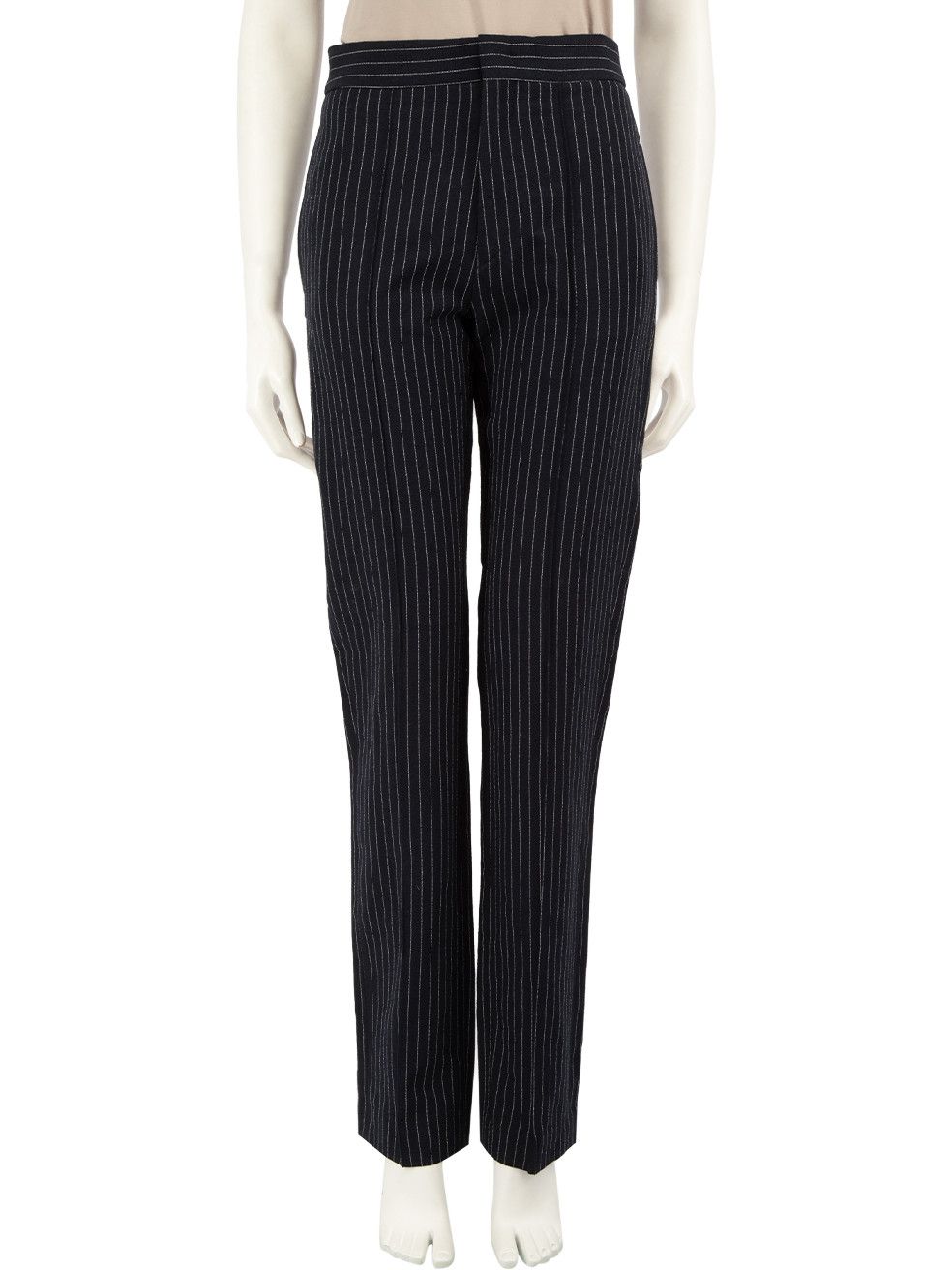 image of Isabel Marant Navy Pinstripe Straight Trousers, Women's (Size 26)