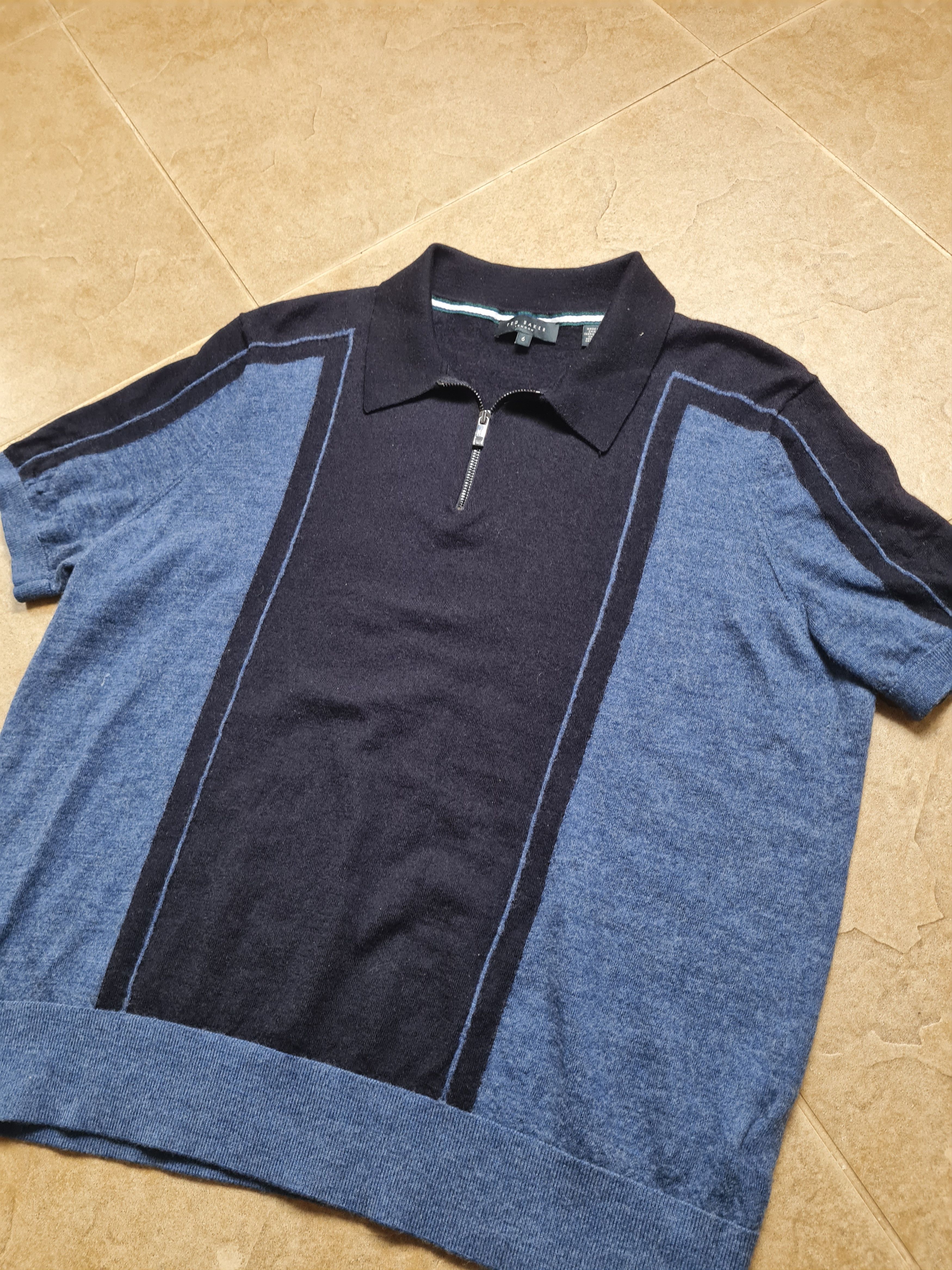 Ted Baker Shirt Ted Baker Zip Neck Merino Polo T-Shirt - Navy Size 6 Size US L / EU 52-54 / 3 - 2 Thumbnail