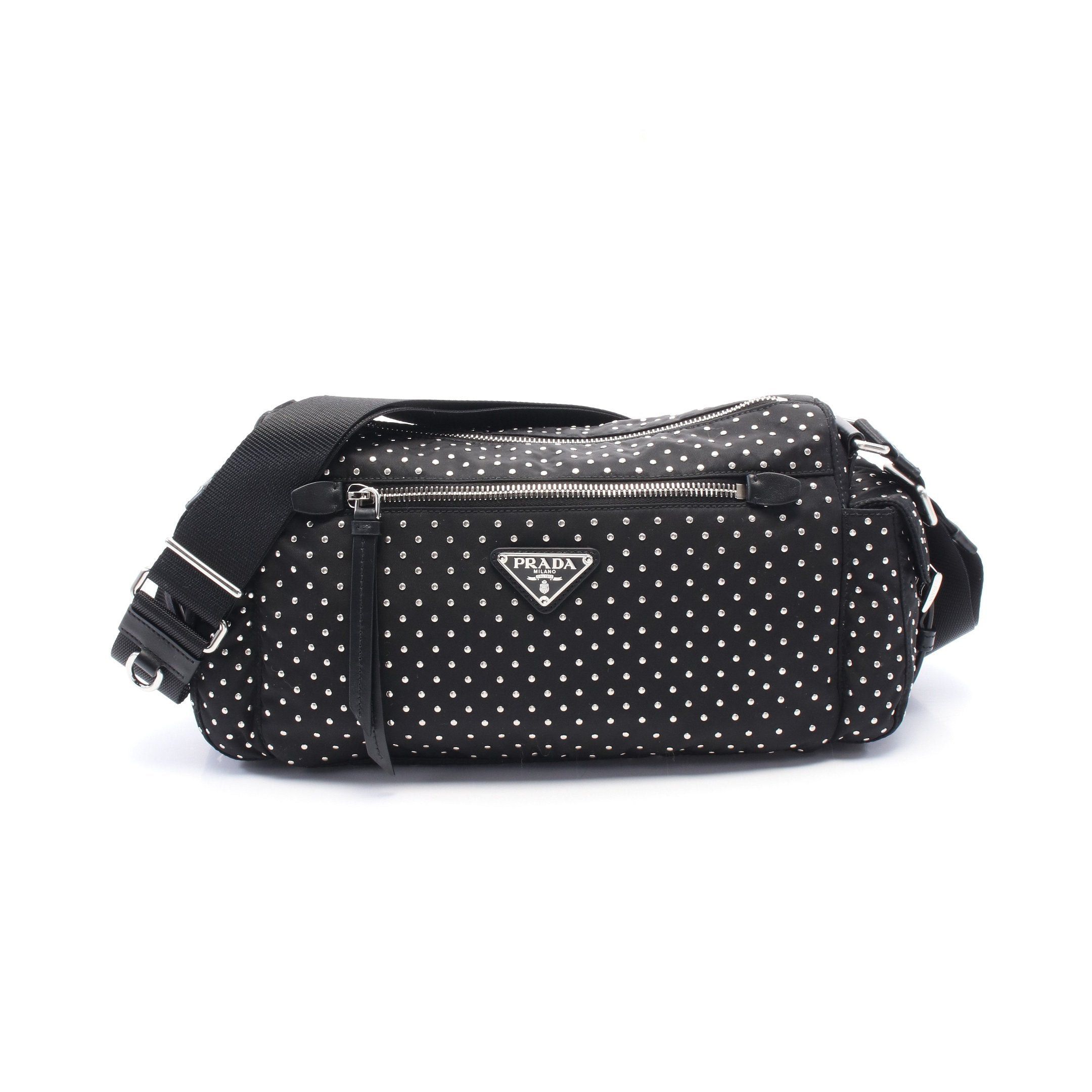 Prada Prada Re-Nylon Shoulder Bag Nylon Leather Black Studs Size ONE SIZE - 1 Thumbnail