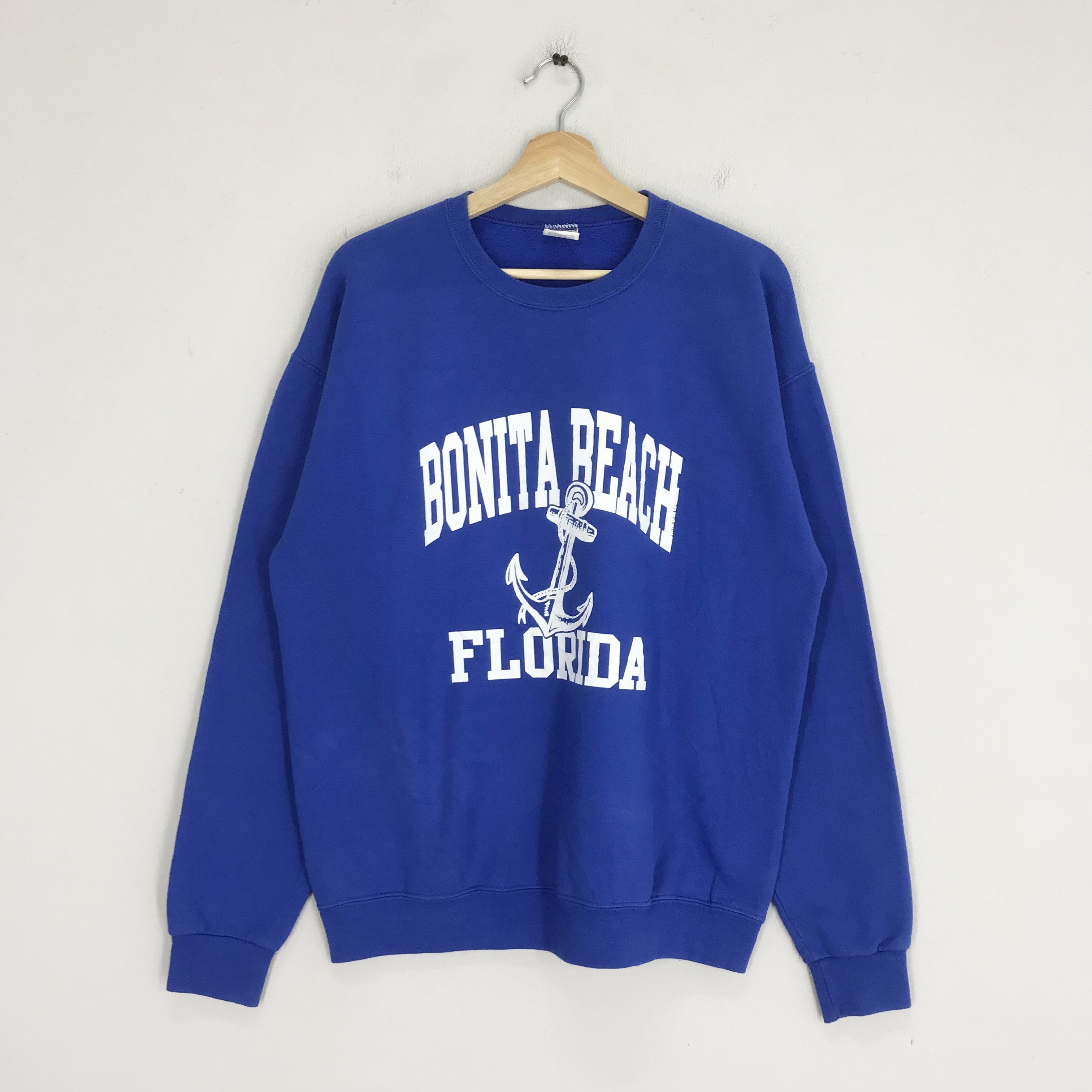 Vintage Vintage Bonita Beach Florida Blue Sweatshirt - 249 Size US L / EU 52-54 / 3 - 1 Thumbnail