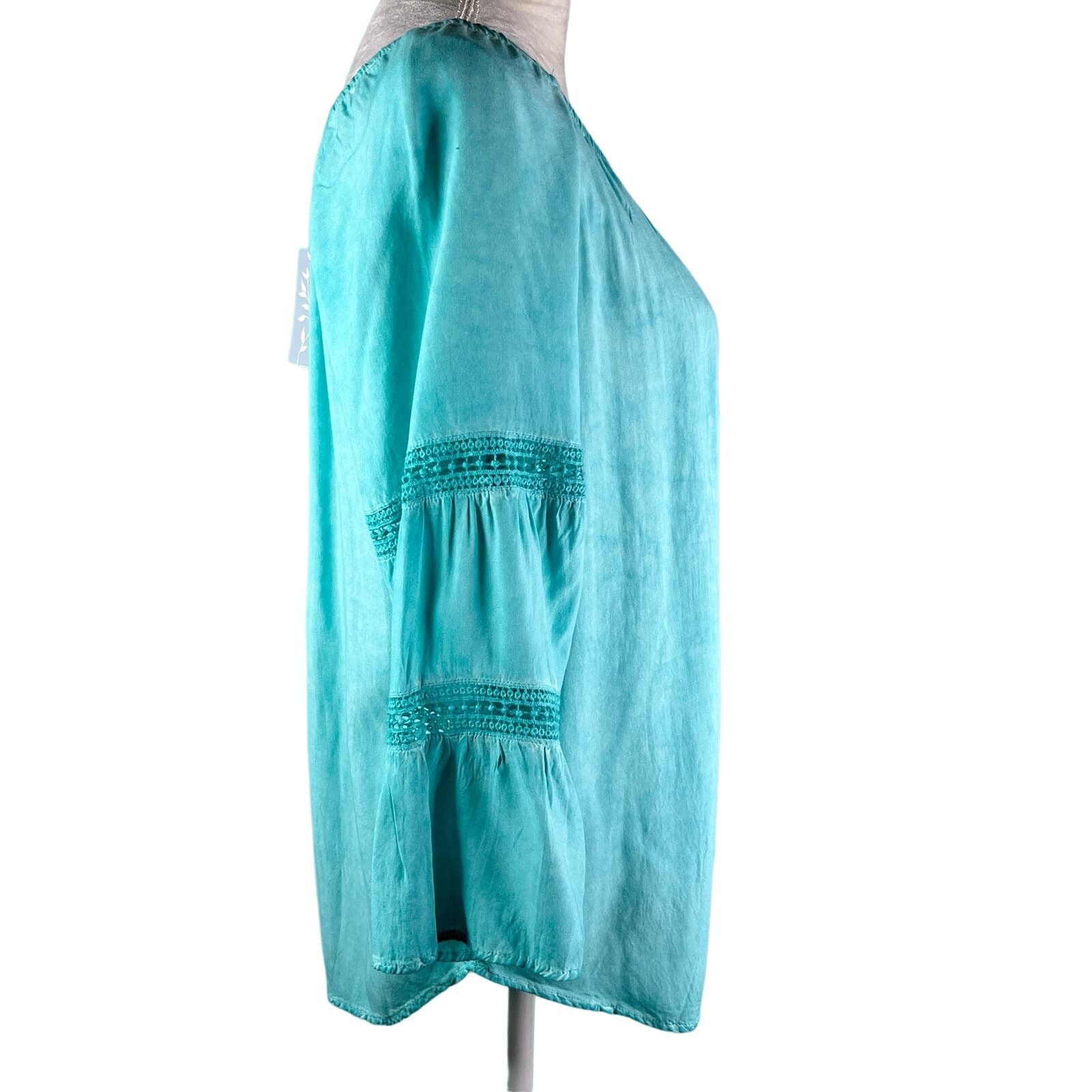 Other Floral & Ivy Top Boho Blouse Turquoise Lace Cutouts M New Size M / US 6-8 / IT 42-44 - 10 Thumbnail