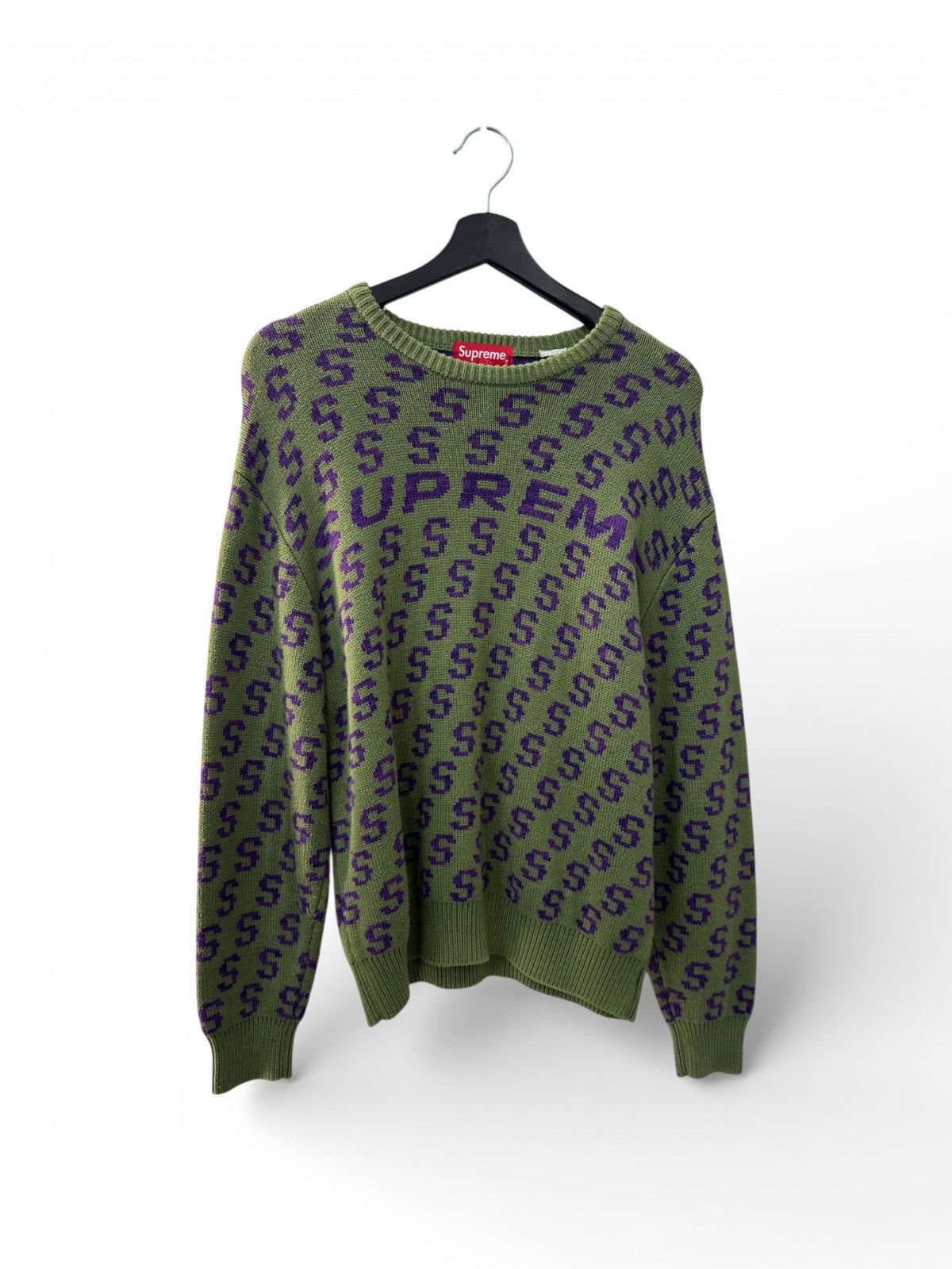 Supreme Supreme Olive and Purple Knitted Crewneck Sweater Size US S / EU 44-46 / 1 - 1 Thumbnail
