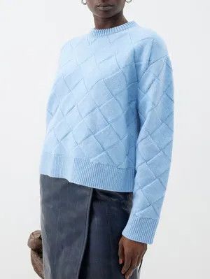 Bottega Veneta o1y0725 Crewneck Sweater in Light Blue Size S / US 4 / IT 40 - 2 Thumbnail