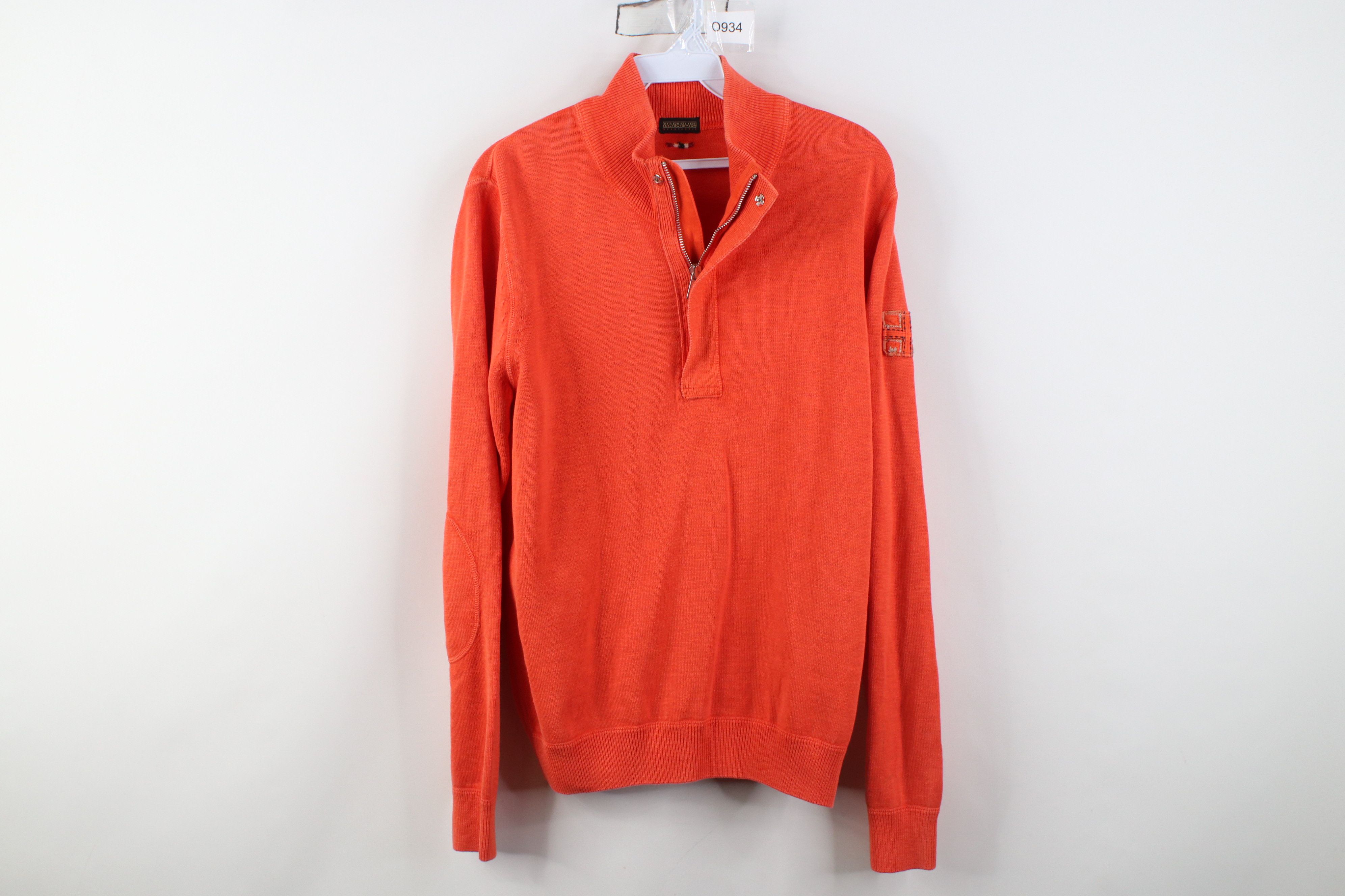 Napapijri Napapijri Geographic Cotton Knit Elbow Patch 1/4 Zip Sweater Size US S / EU 44-46 / 1 - 1 Thumbnail