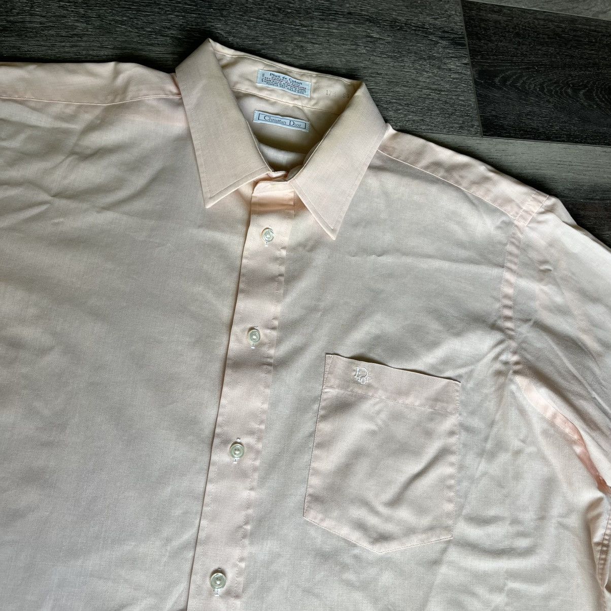 Christian Dior Monsieur Vintage 1990s Christian Dior S/S Button Up Shirt Light Peach Size US XL / EU 56 / 4 - 3 Thumbnail