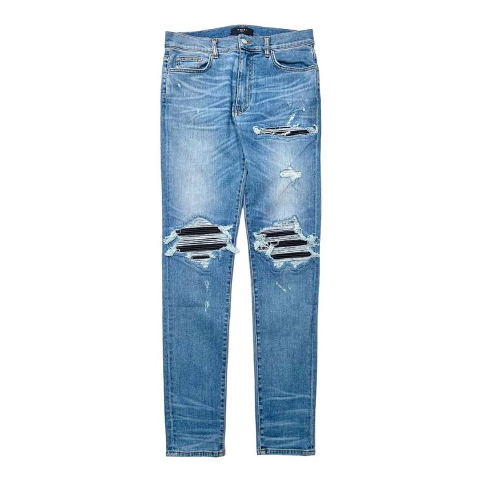 Amiri Amiri MX1 Leather Patch Jeans Classic Indigo 2018 Pre-Owned | Grailed