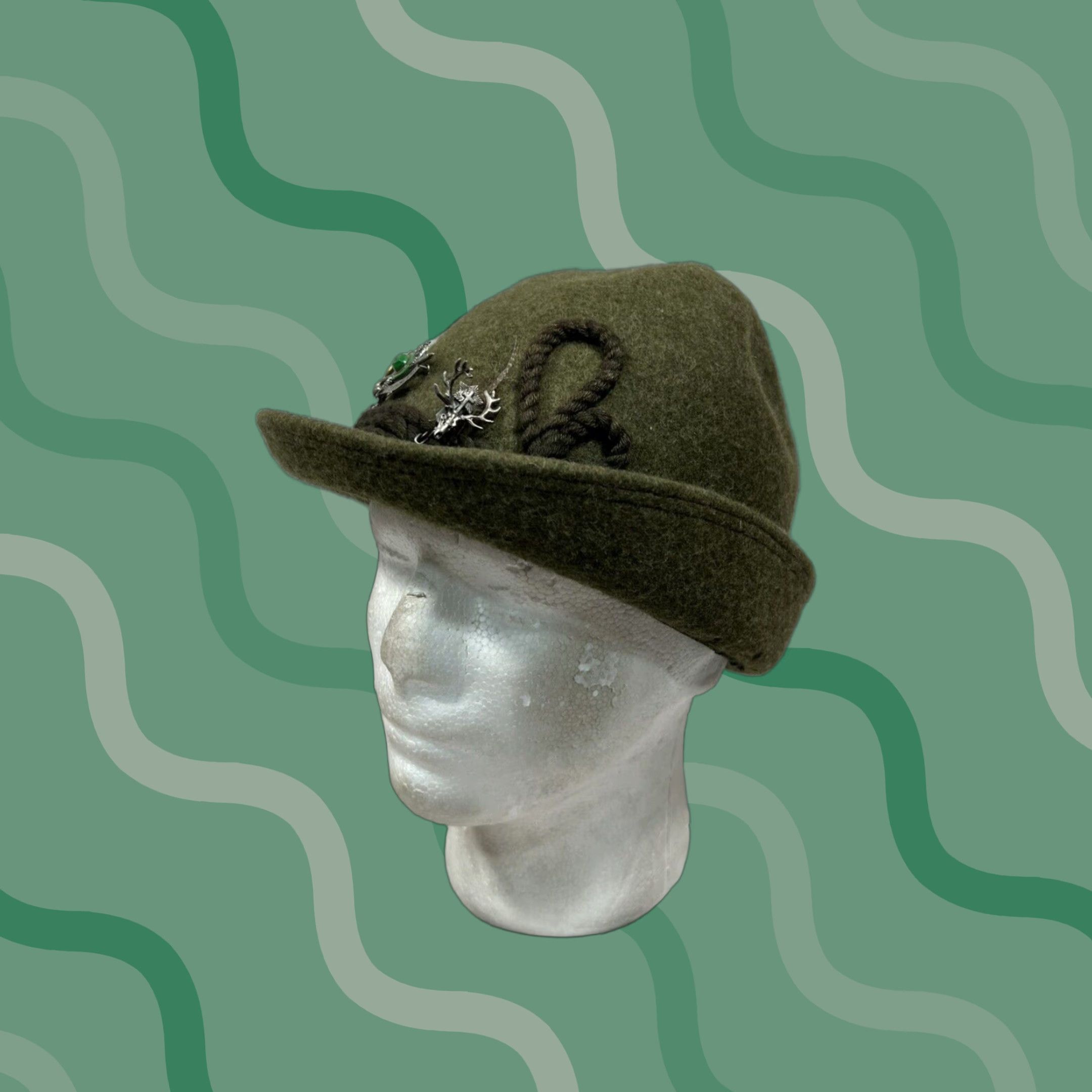 Vintage Green Wool Hat with Pins Tyrolean Hat Pins - Etsy main image 2