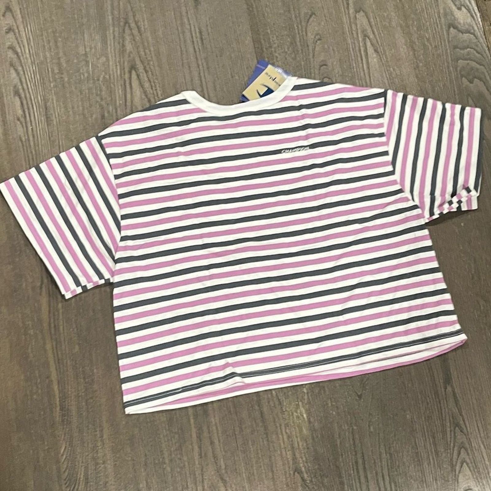 Champion NWT Champion Black Pink Striped Crop Top - Size XL Size XL / US 12-14 / IT 48-50 - 4 Thumbnail