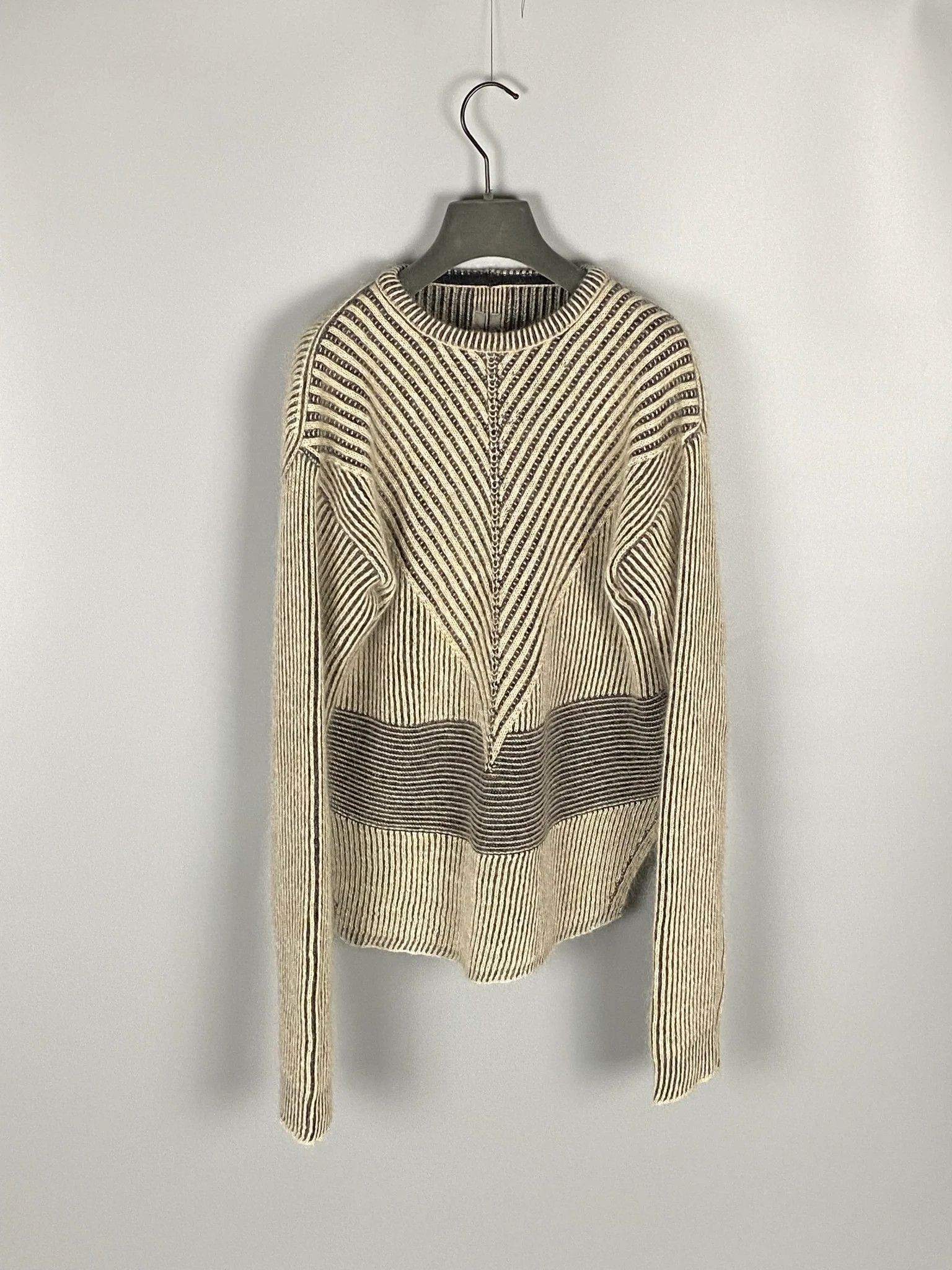 image of Rick Owens "larry" Fisherman Knit In Black/beige, Men's (Size Small)