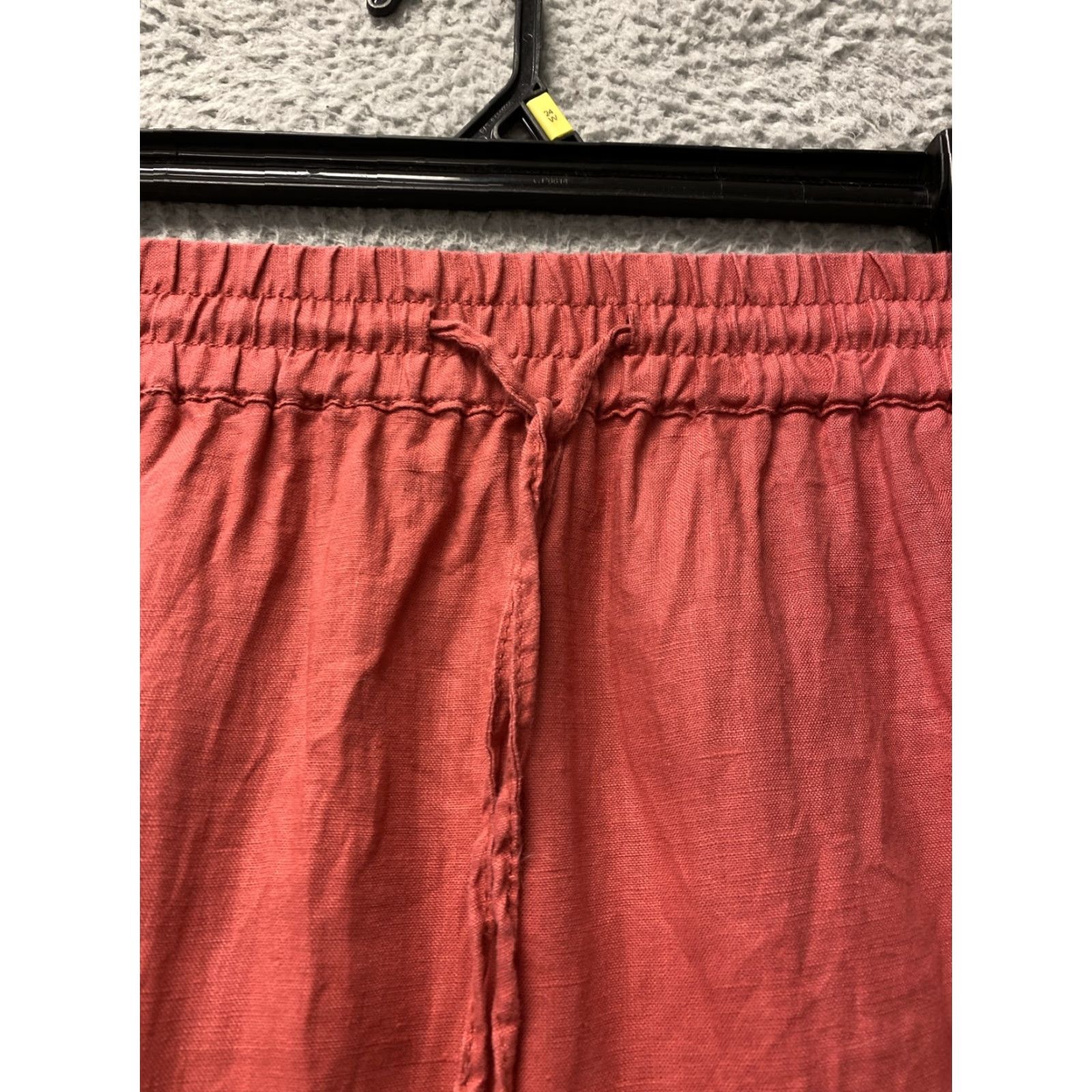 Vintage Smith Linen Mini Skirt Women’s M Brick Elastic Drawstring Waist Short Pockets Size 32" / US 10 / IT 46 - 2 Thumbnail