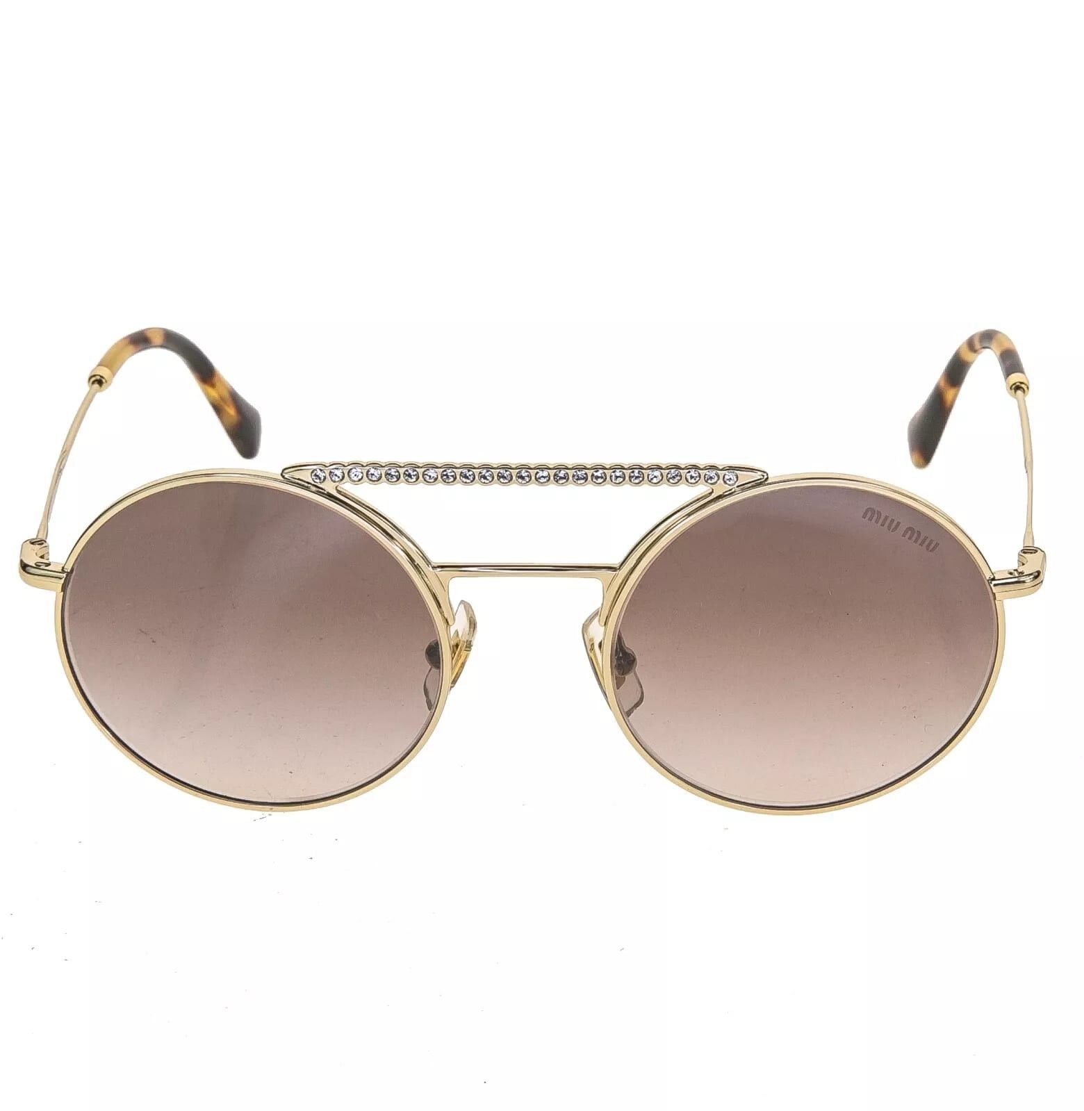 Miu Miu MIU MIU SOCIETE MU52VS CRYSTAL Bar Brown Gold Round 52V Size ONE SIZE - 9 Thumbnail