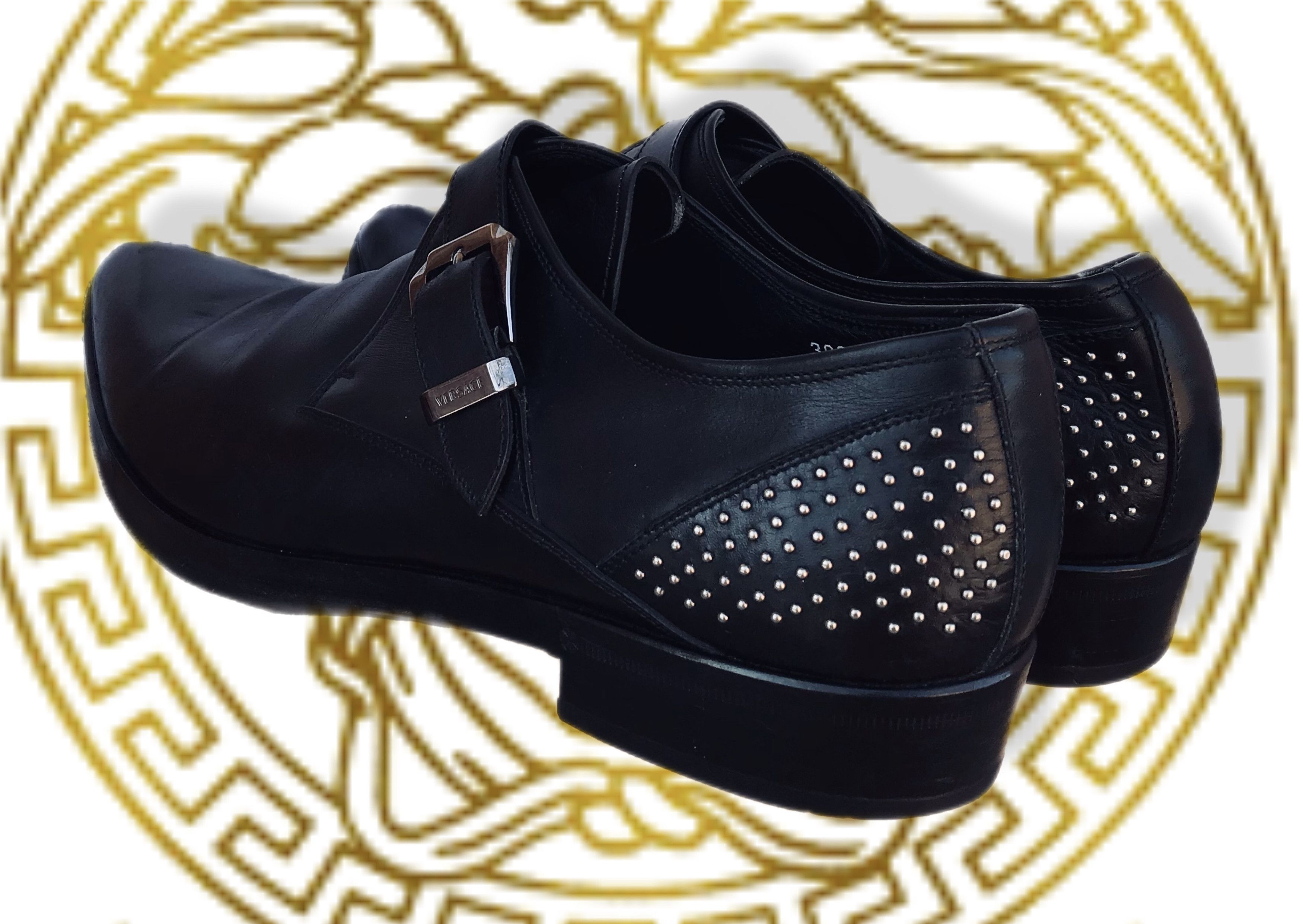 Versace Versace Monk Strap Black Leather Formal Dress Shoes Rivets Size US 9 / EU 42 - 4 Thumbnail
