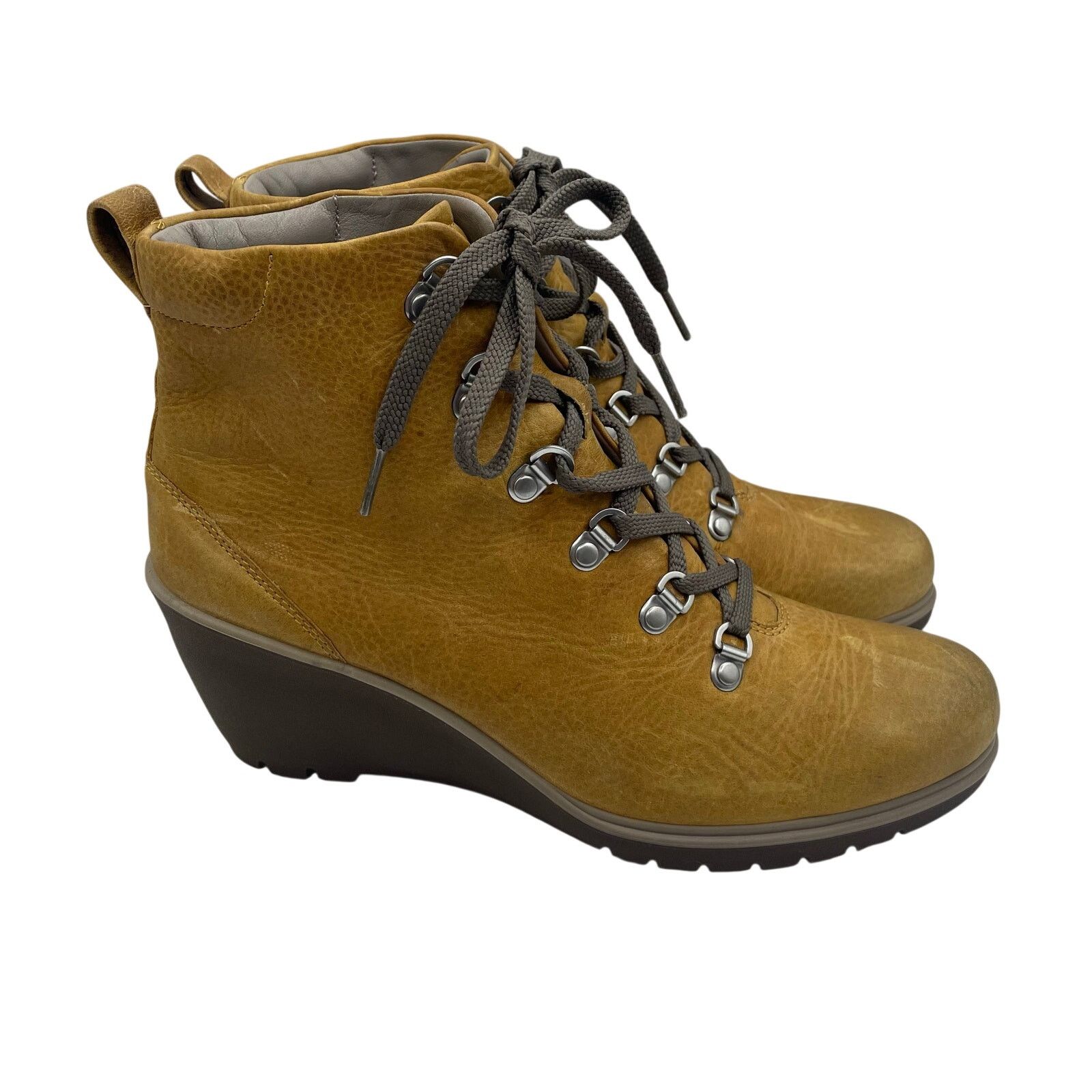 Ecco Ecco Adora Wedge Boots Leather Brown Lace Up Ankle Womens 40 Size US 9 / IT 39 - 1 Thumbnail