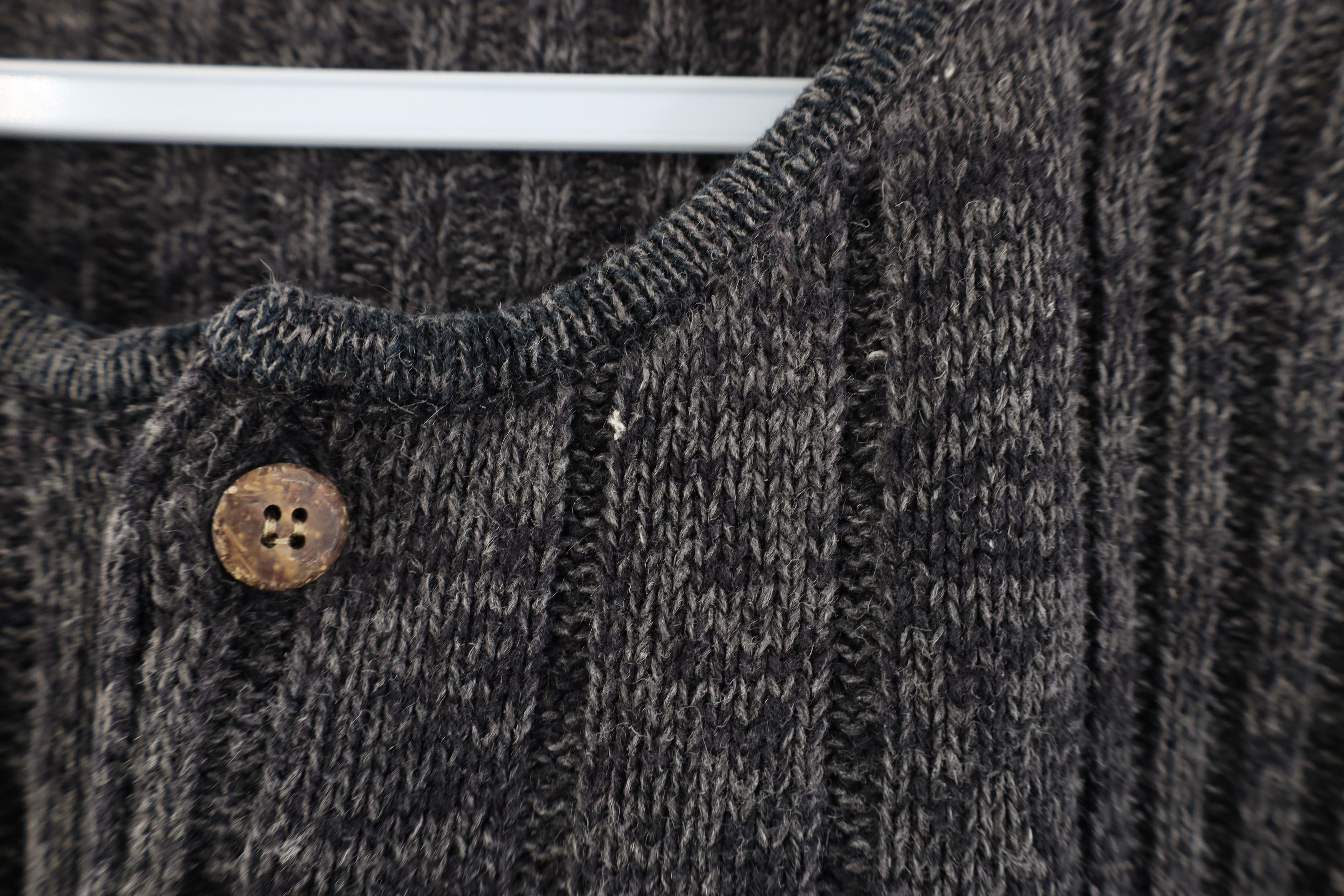 Vintage Vintage 90s Streetwear Ribbed Knit Henley Sweater Gray Size US XL / EU 56 / 4 - 4 Thumbnail