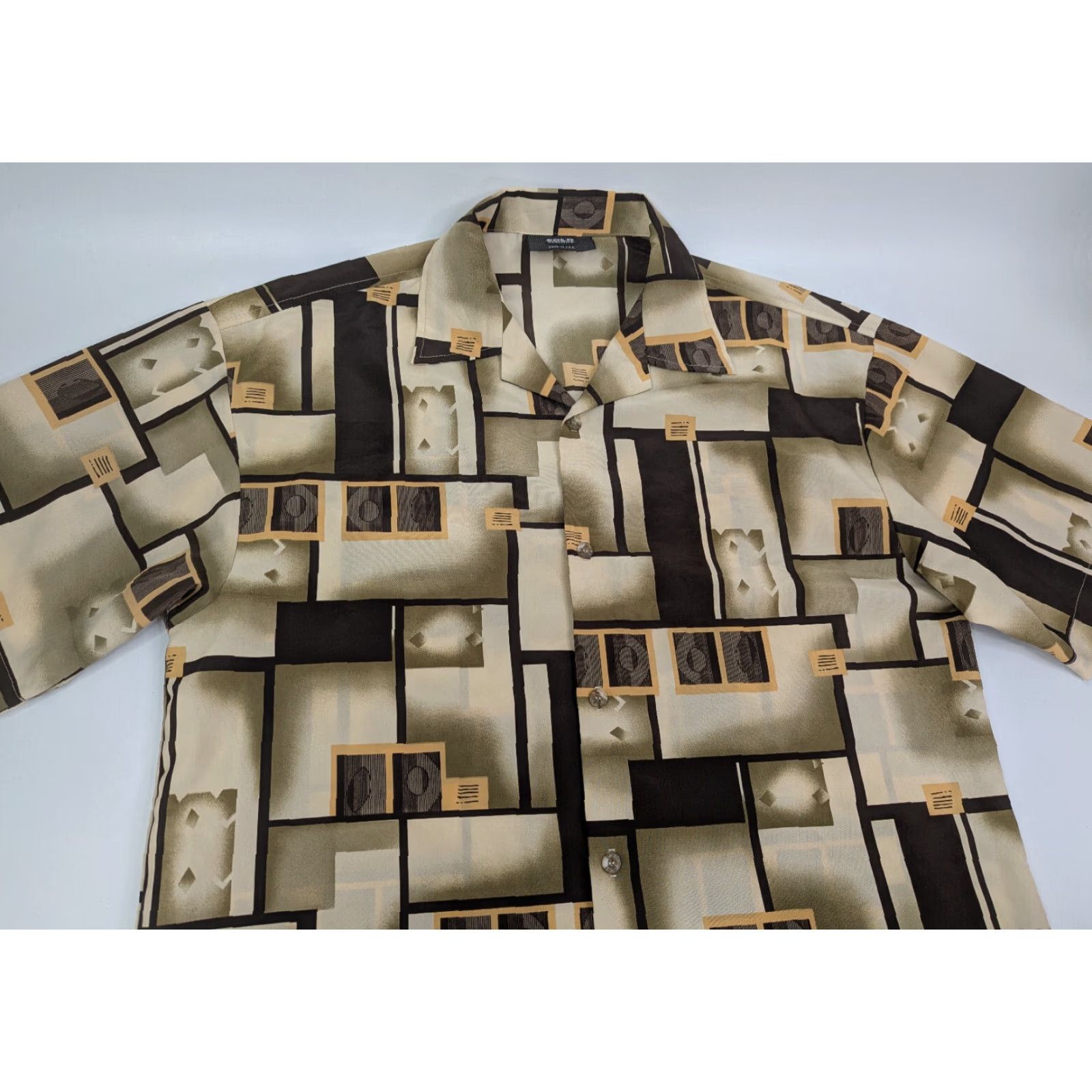Vintage VINTAGE Solo Shirt Mens M Geometric Short Sleeve Button-Up USA Abstract Size US M / EU 48-50 / 2 - 2 Thumbnail