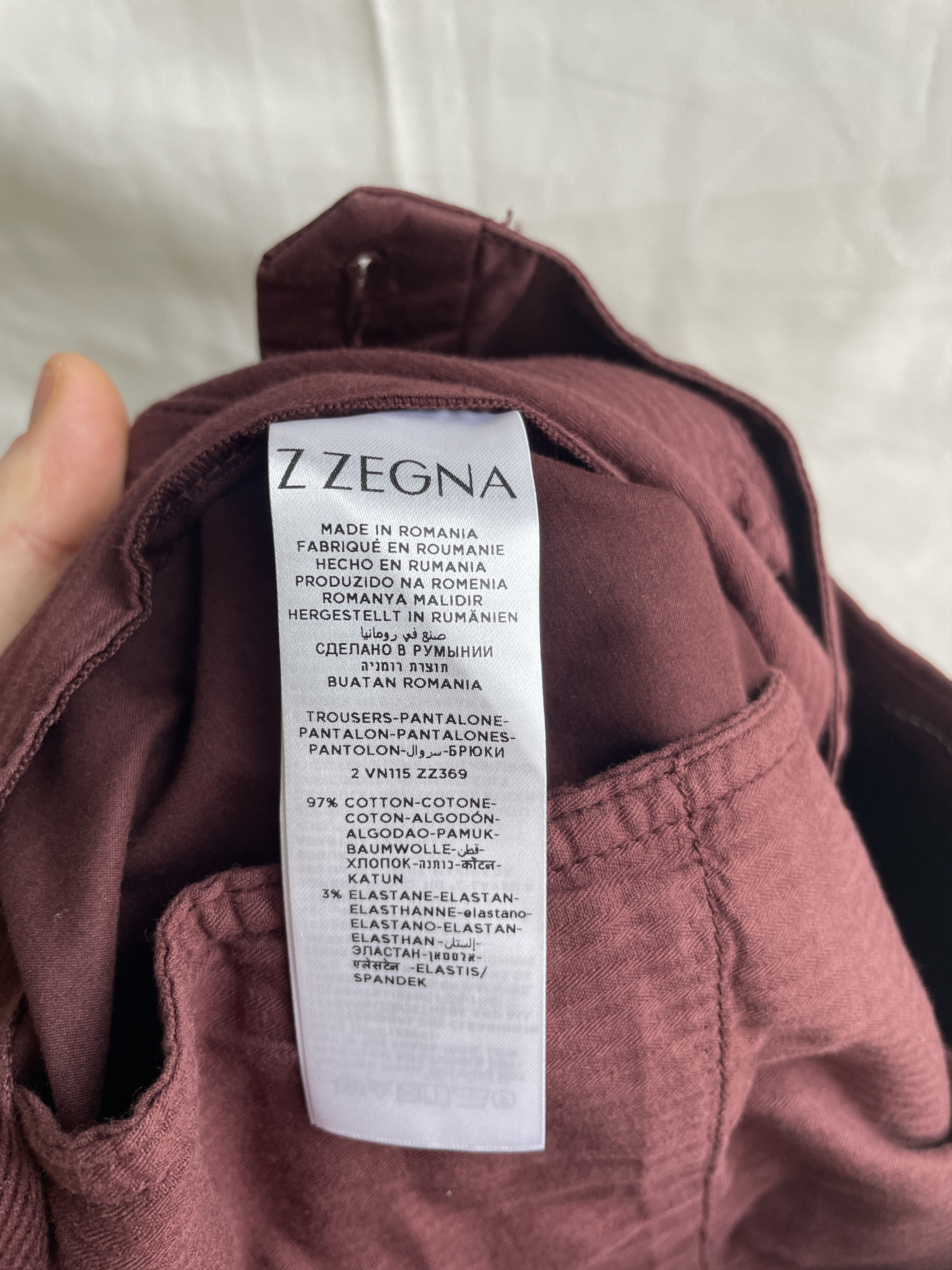 Z Zegna Z Zegna Slim Fit Cotton Bordeaux Chino Trousers Size US 33 - 9 Thumbnail