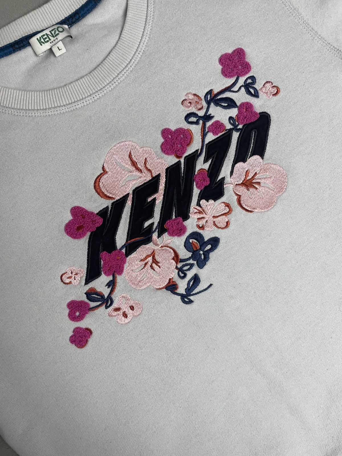 Kenzo 🧊Kenzo Paris Sweatshirt Sweater Flowers Print Big Logo Size L / US 10 / IT 46 - 2 Thumbnail