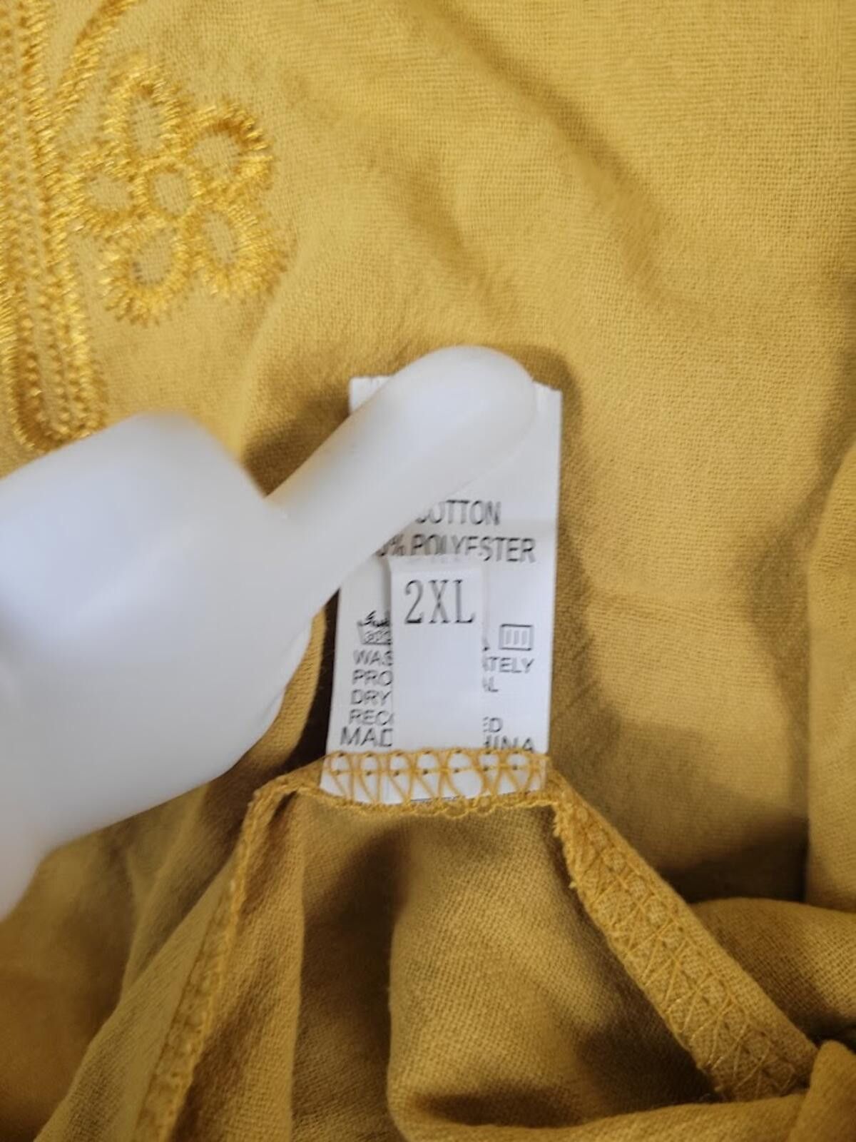 Unknown London Stylish Mustard Yellow Embroidered Top - 2XL Size XXL / US 16-18 / IT 52-54 - 5 Thumbnail