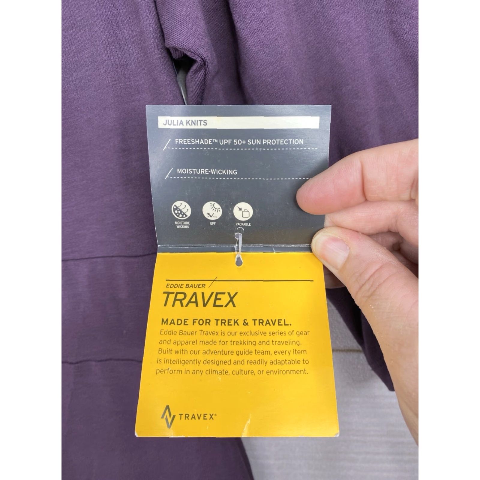 Eddie Bauer Eddie Bauer Travex Dress Women L Purple V Neck UPF 50+ Wicking Travel NWT Hiking Size L / US 10 / IT 46 - 6 Thumbnail