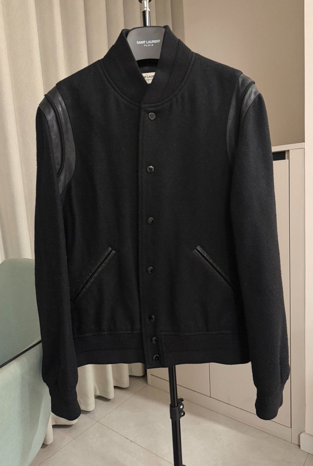 Saint Laurent Paris Saint Laurent SLP FW19 Classic Black Varsity Jacket Size US L / EU 52-54 / 3 - 1 Thumbnail
