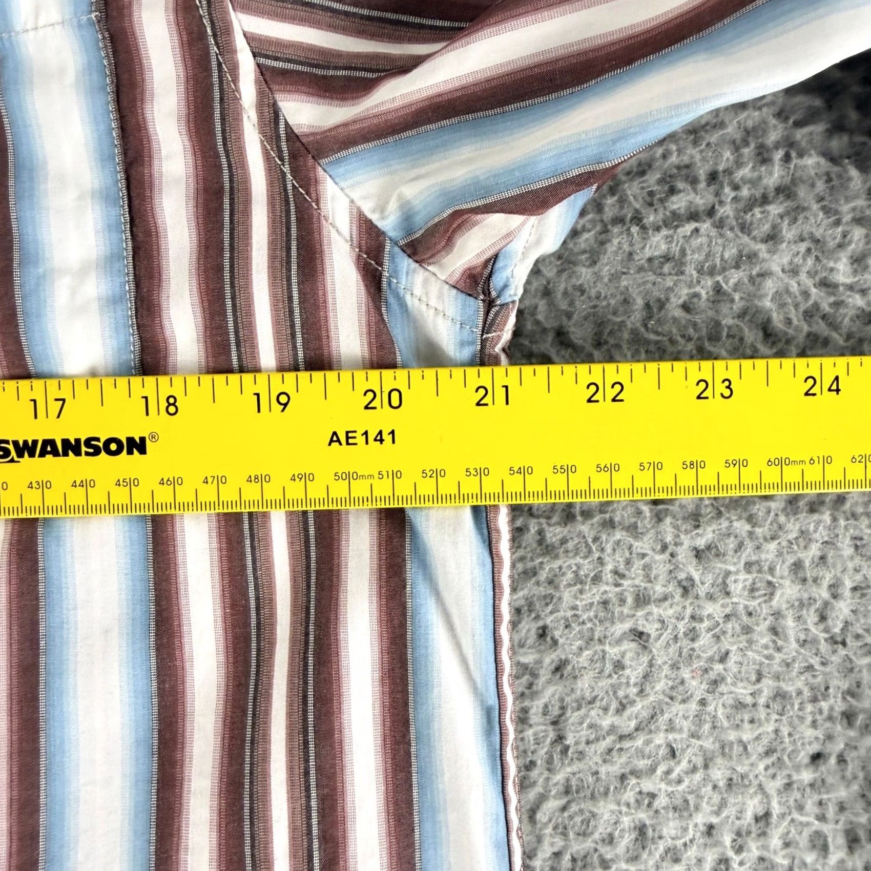 Vintage Indigo Palms Shirt Mens M Button-Up Long Sleeve Striped Cotton Brown Blue Size US M / EU 48-50 / 2 - 5 Thumbnail