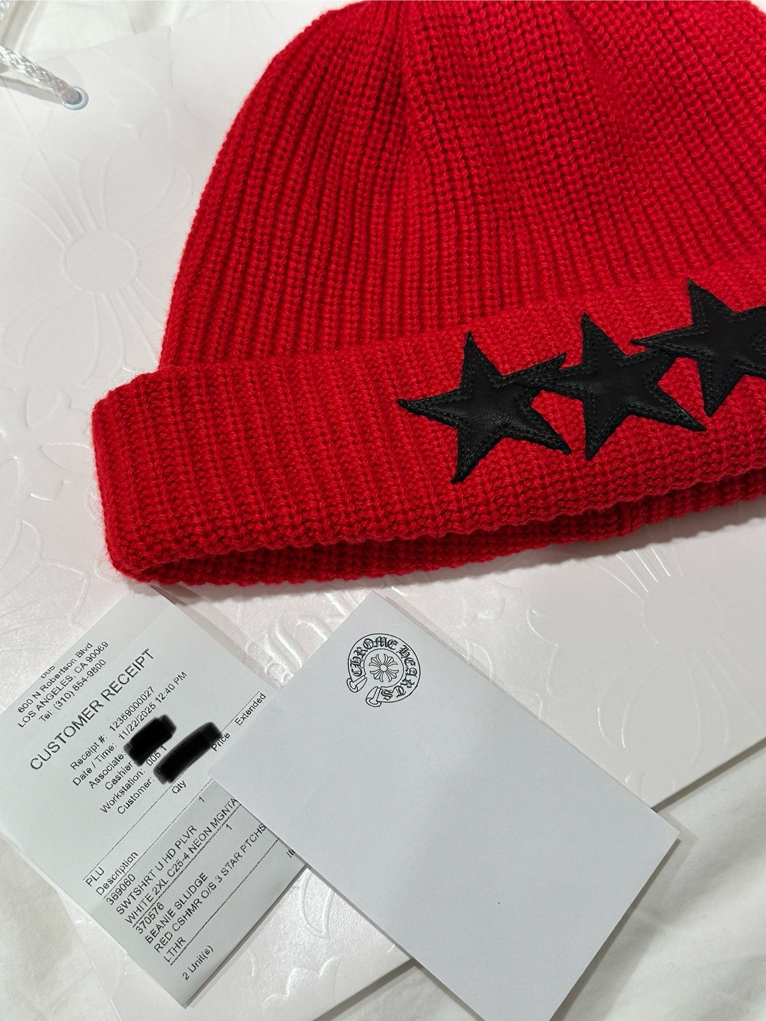 Chrome Hearts Chrome Hearts Sludge Triple Star Patch Cashmere Beanie Size ONE SIZE - 7 Thumbnail