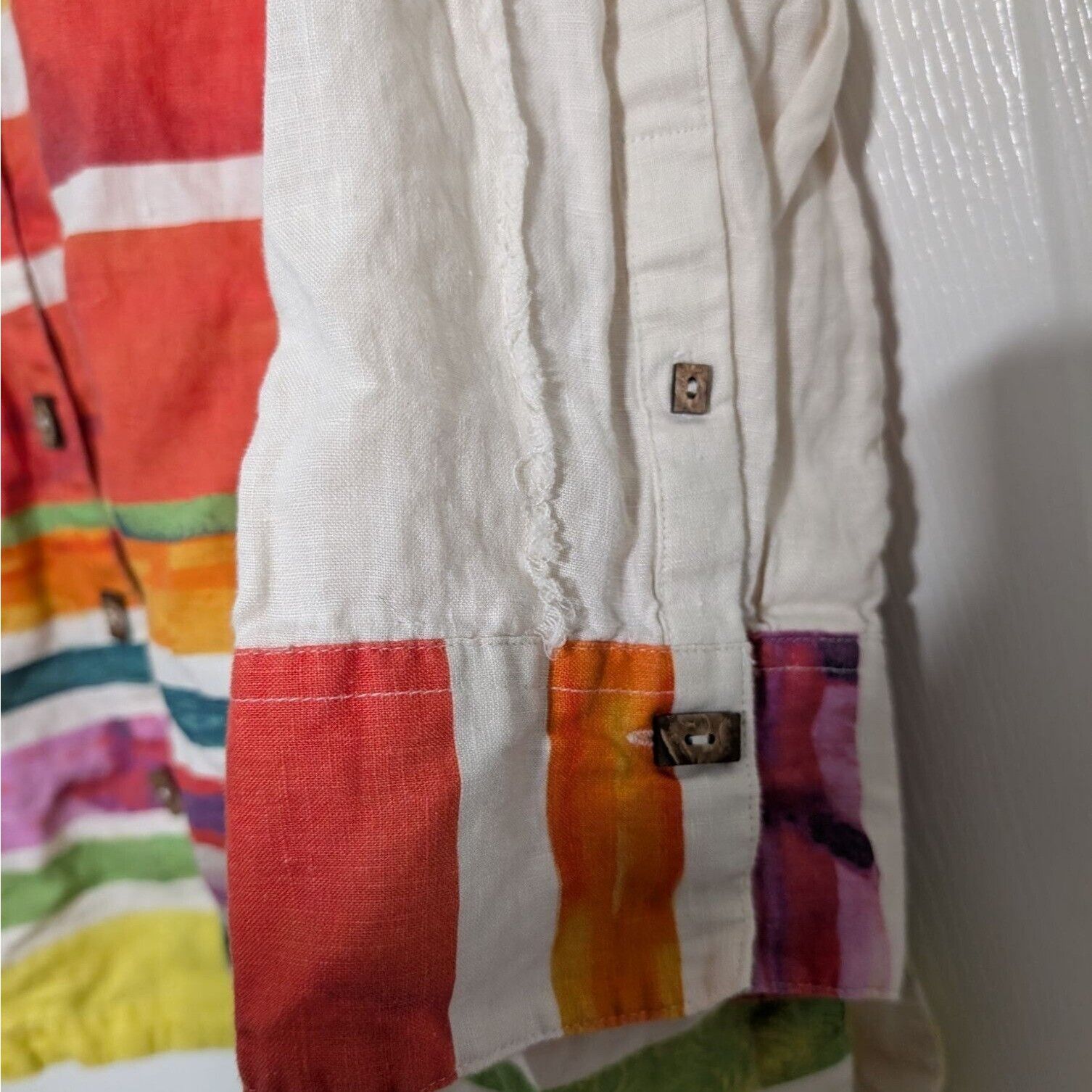 Designer John Mark 100% Linen Stripe Shirt Womens Size 0X White Color Size L / US 10 / IT 46 - 6 Thumbnail