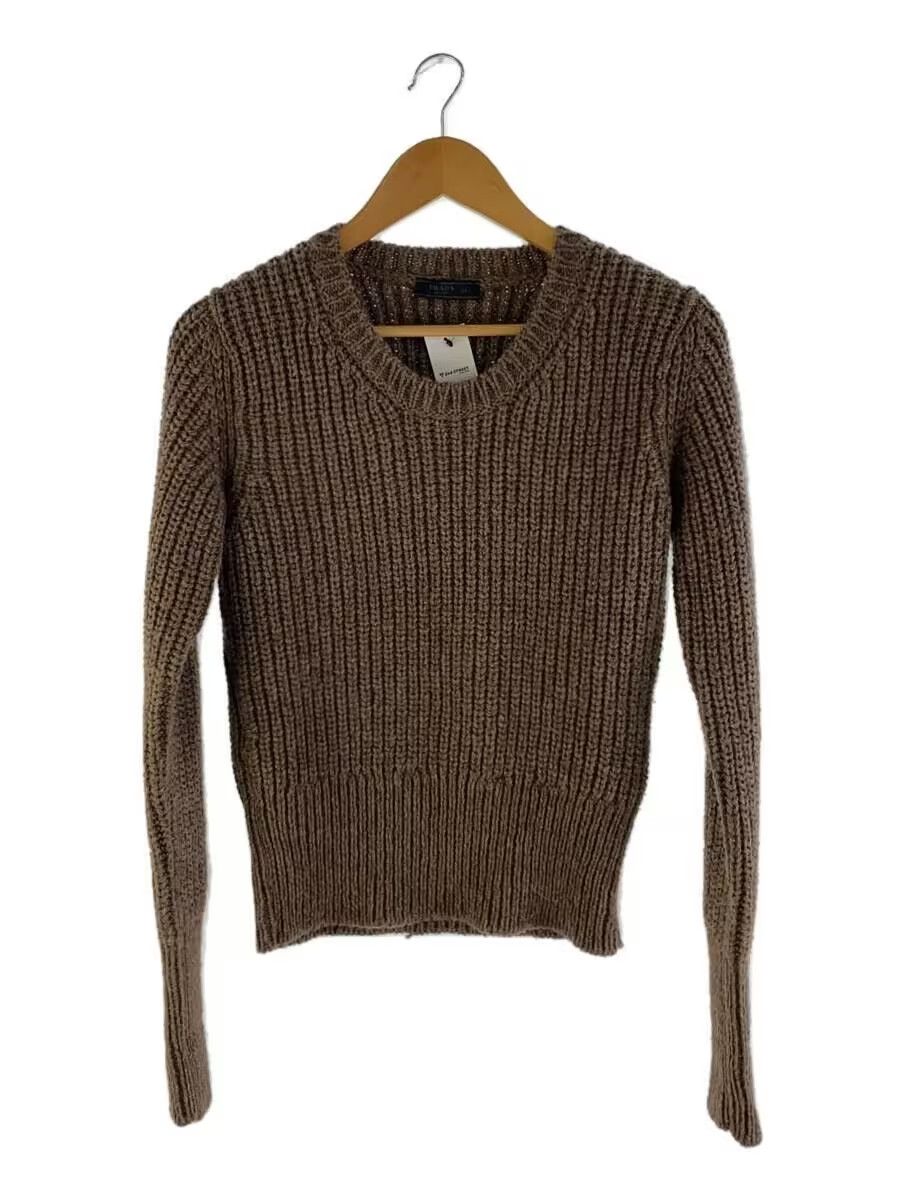 image of Prada Ribbed Wool Knit Sweater in Beige, Women's (Size Small)