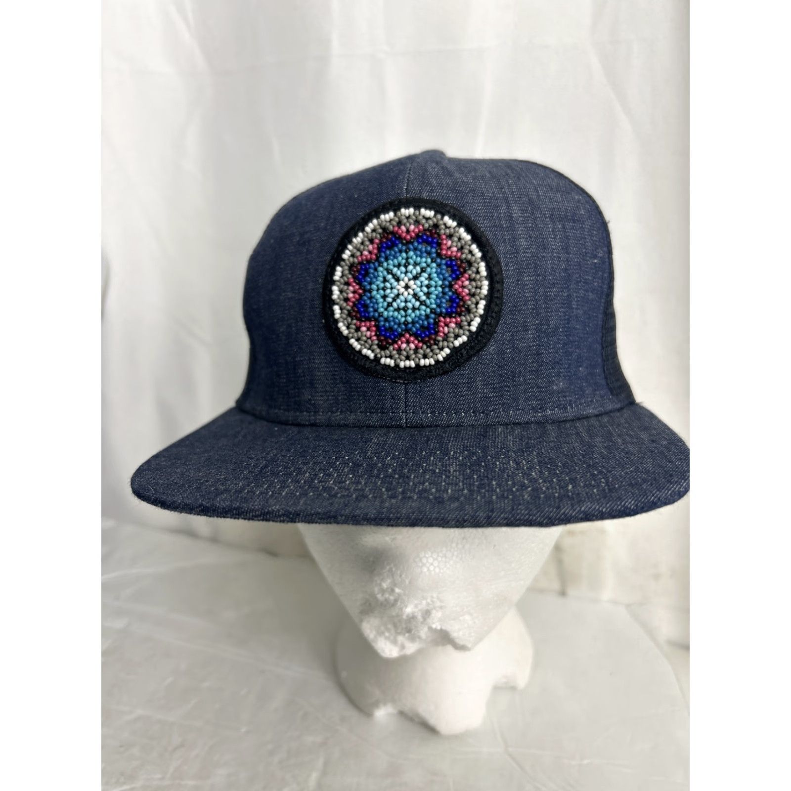 Denime VINTAGE Denim Trucker Hat Beaded South West Adjustable Womens Blue Size ONE SIZE - 2 Thumbnail