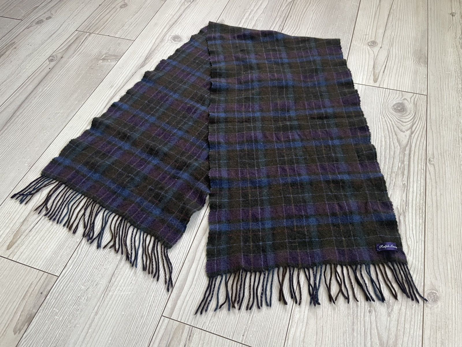 Polo Ralph Lauren × Ralph Lauren Purple Label Polo Ralph Lauren Purple Label Plaid Cashmere Fringe Scarf Size ONE SIZE - 6 Thumbnail