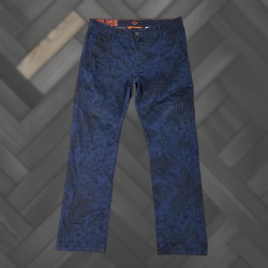 VINTAGE Dockers Men's Chino Pants 34x32 Slim Fit Navy Blue Tattoo