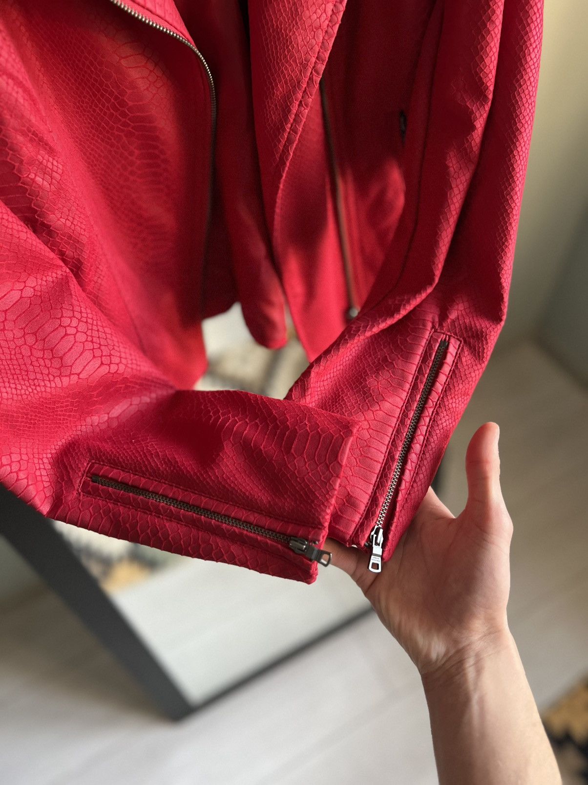 Armani Exchange Armani Exchange Faux Leather Avant Garde Red Jacket Size L / US 10 / IT 46 - 5 Thumbnail