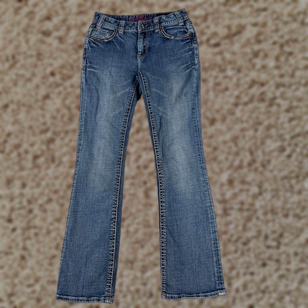 Denime Rock And Roll Cowgirl Jeans Womens 28 Blue Denim Mid Rise Bootcut 26x31 Read Rock Girls Womens Jeans Size 28" / US 6 / IT 42 - 1 Thumbnail