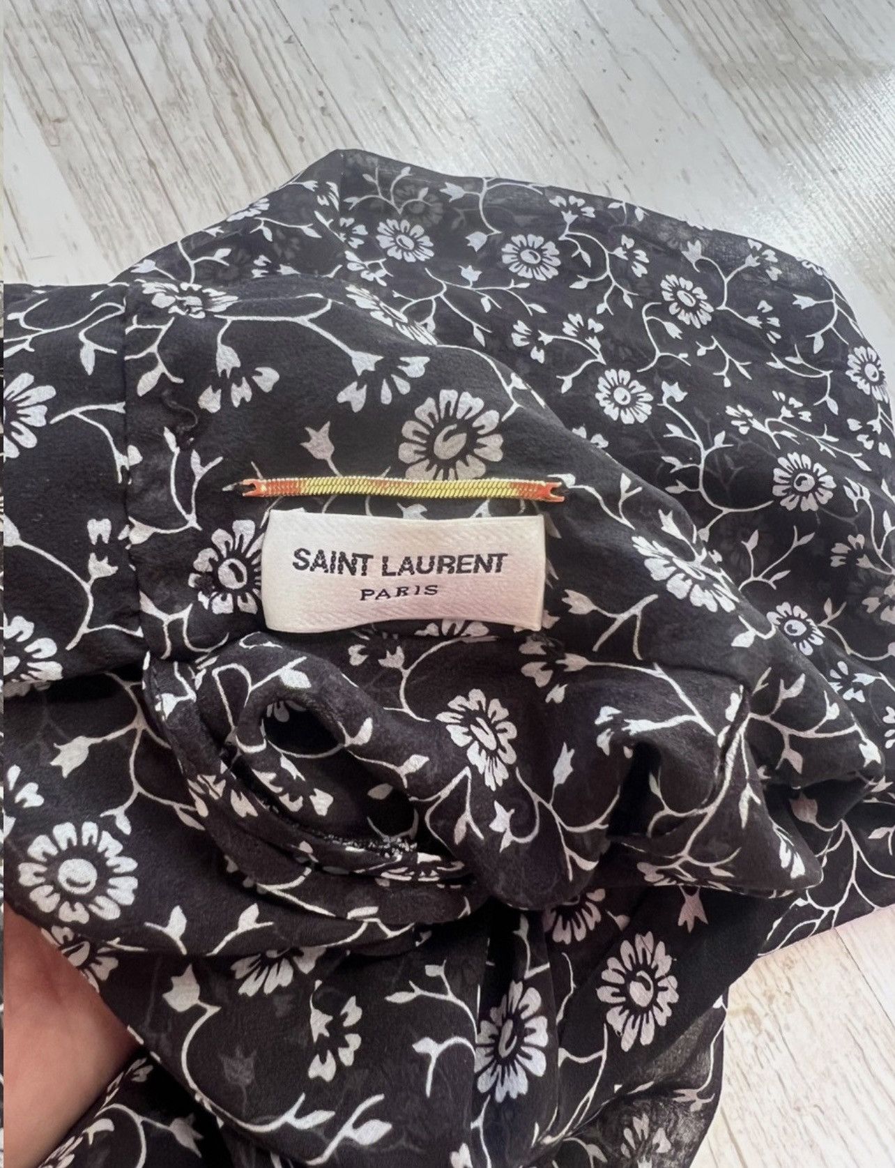 Saint Laurent Paris Saint Laurent Floral Silk Georgette Blouse – FR 40 Size M / US 6-8 / IT 42-44 - 9 Thumbnail