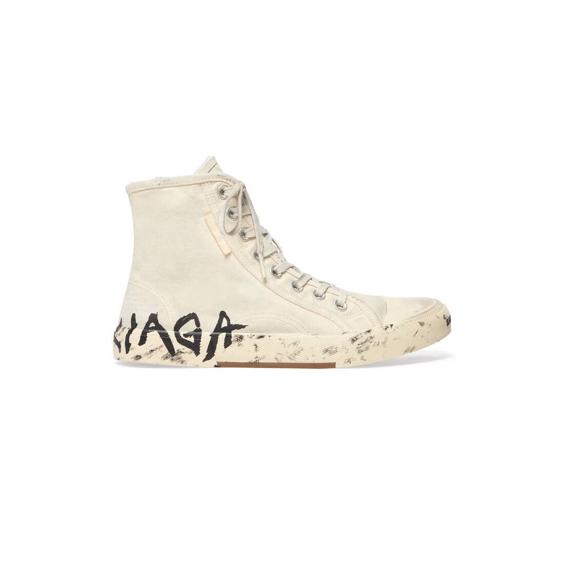 Balenciaga o1mt1gz0824 Paris High Top Graffiti Sneaker in Cream Size US 10 / EU 43 - 1 Thumbnail