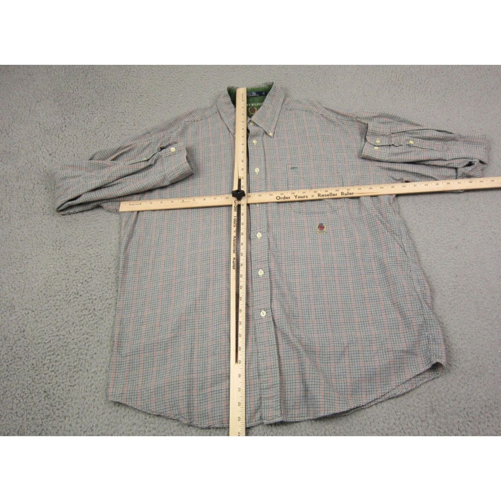 Tommy Hilfiger VINTAGE Tommy Hilfiger Shirt Adult XL Blue Houndstooth Crest 90s Men Size US XL / EU 56 / 4 - 5 Thumbnail