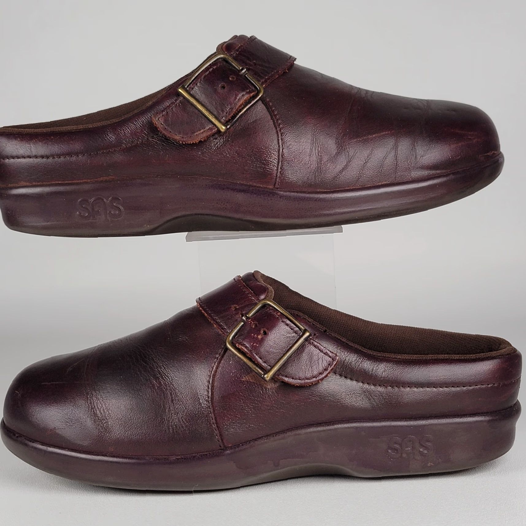 SAS SAS Tripad Comfort Women's Slip On Clogs Mules Brown Leather Buckle 7.5 M Shoes Casual Comfort Modern Classic Travel Workwear Size ONE SIZE - 5 Thumbnail