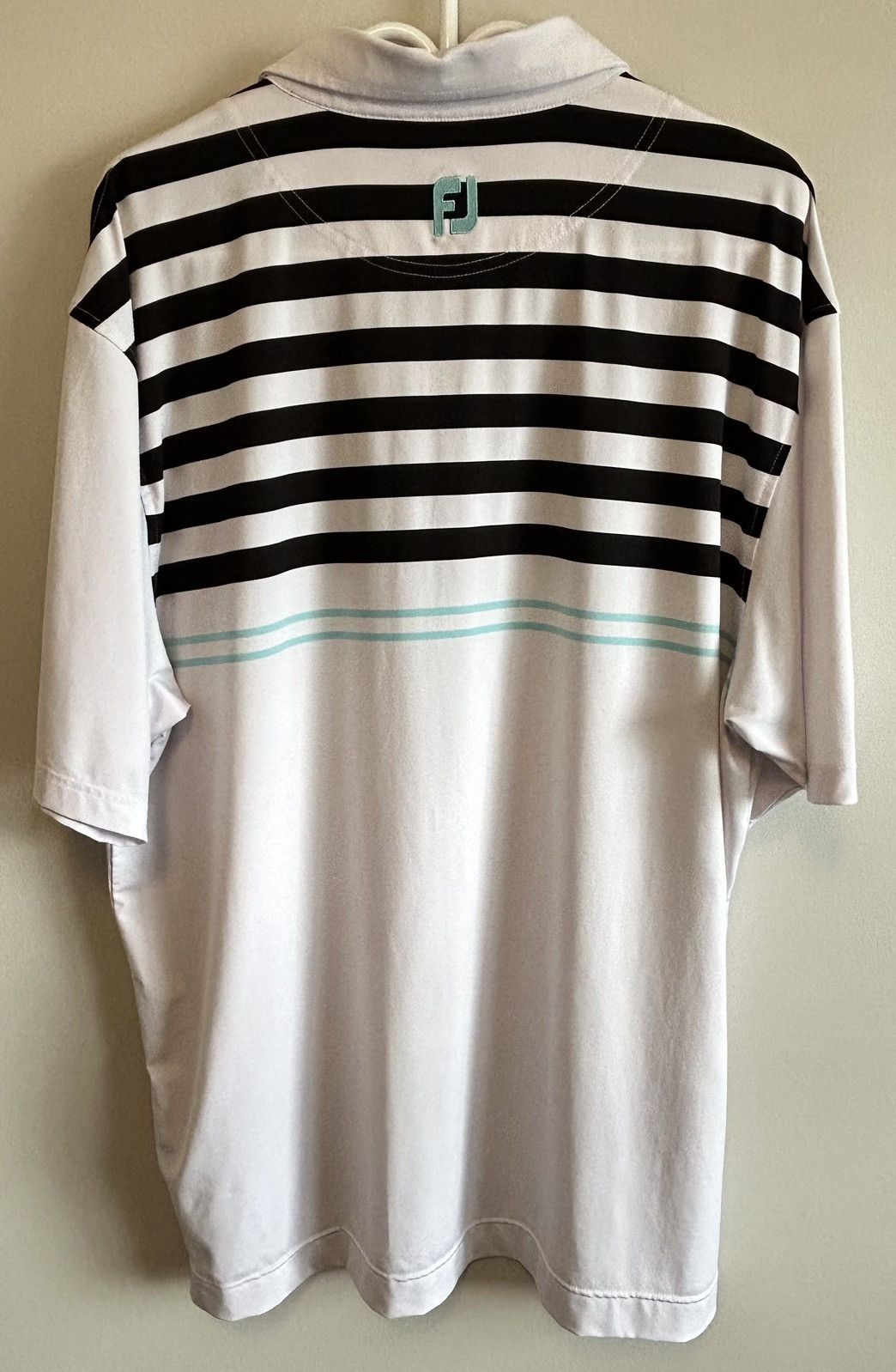 Footjoy Footjoy Men’s White & Black Stripped Golf Polo Shirt Size US XXL / EU 58 / 5 - 6 Thumbnail