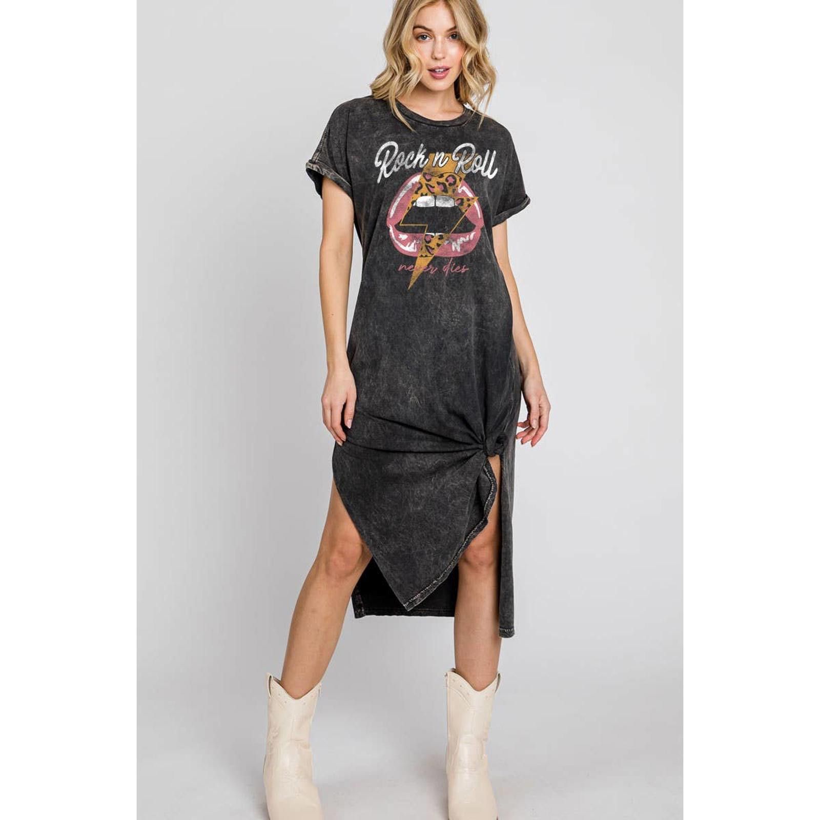 Other ROCK AND ROLL NEVER DIES MINERAL GRAPHIC DRESS Size L / US 10 / IT 46 - 1 Thumbnail