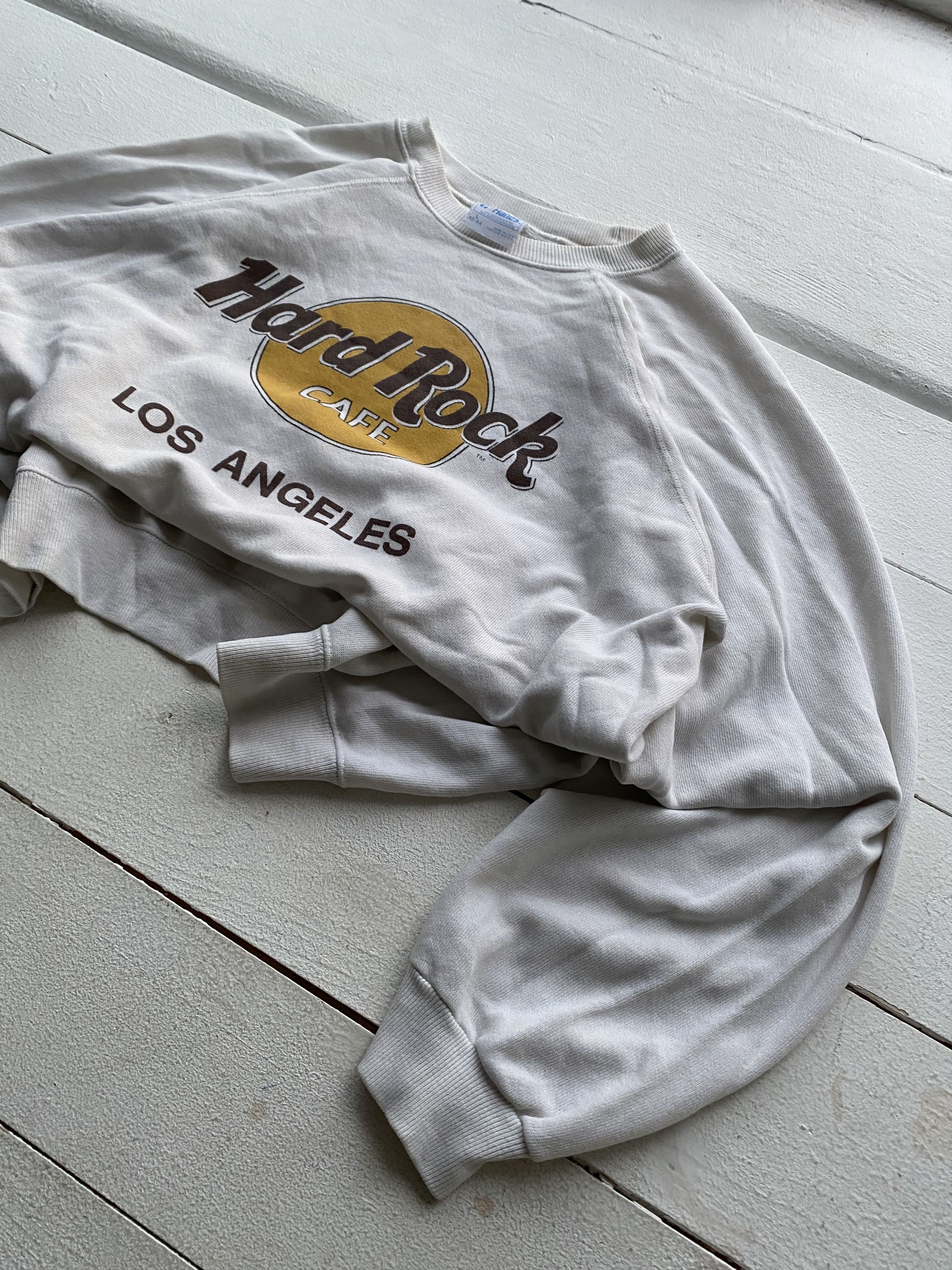 Hard Rock Cafe × Vintage 80s Hard Rock Cafe Los Angeles Archive White Sweatshirt Size US L / EU 52-54 / 3 - 2 Thumbnail