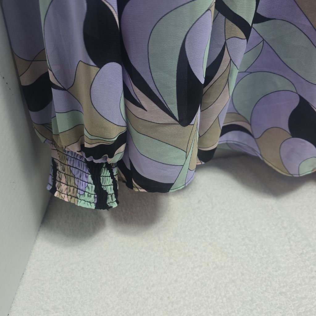 Calvin Klein Women's Calvin Klein Blouse XL Purple Green Abstract Print Size XL / US 12-14 / IT 48-50 - 5 Thumbnail