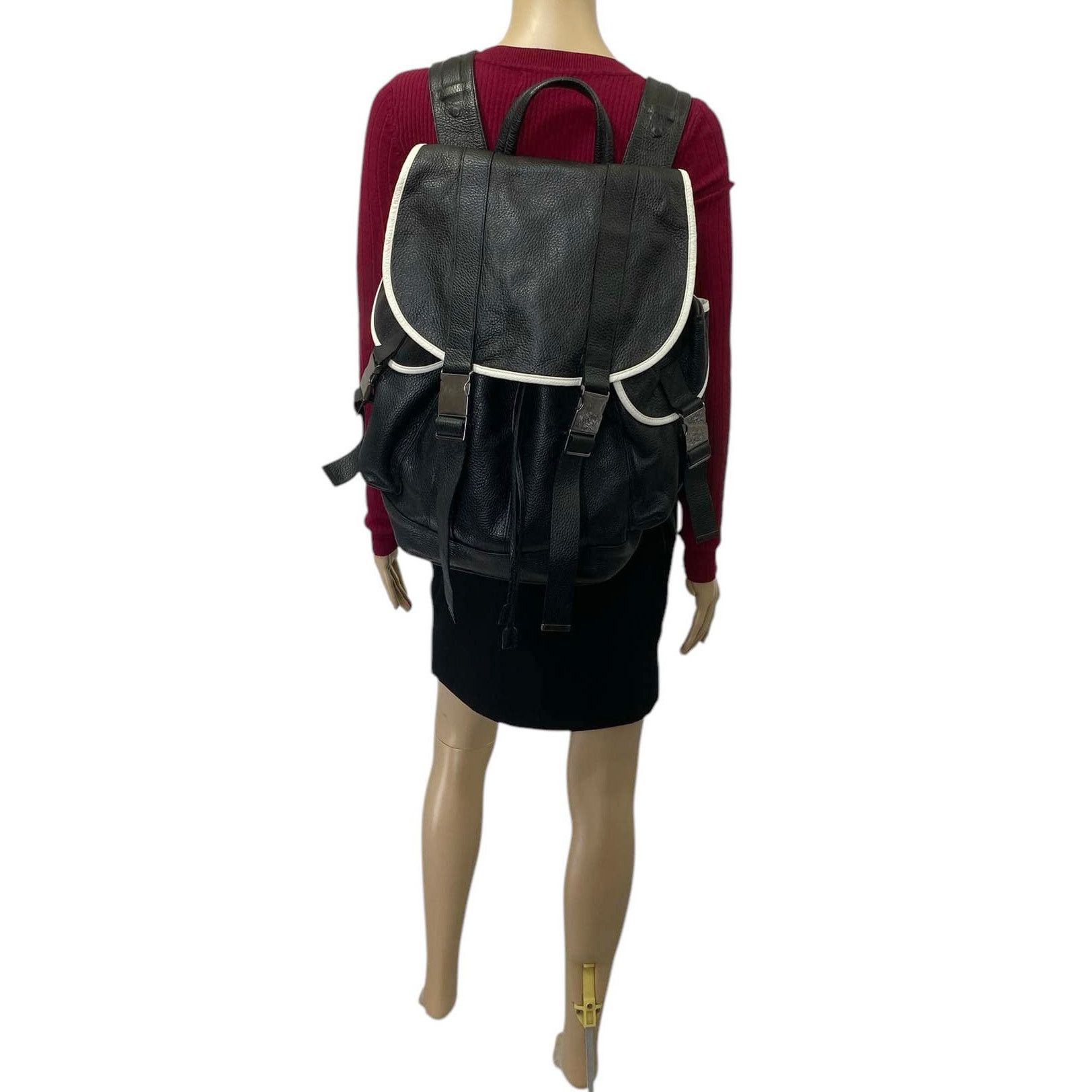 Neil Barrett × Vintage Black White Contrast Leather Nylon Backpack Size ONE SIZE - 8 Thumbnail