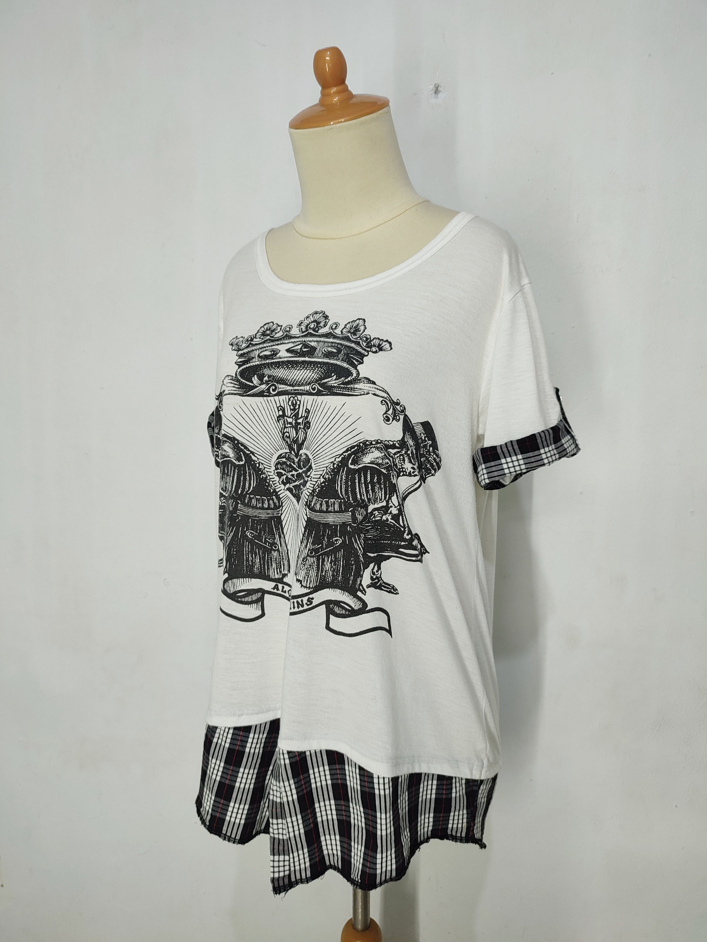 Japanese Brand DOPE❤️‍🔥Algonquins🇯🇵 Crown Skull Art Tartan Sleeve Size L / US 10 / IT 46 - 8 Thumbnail