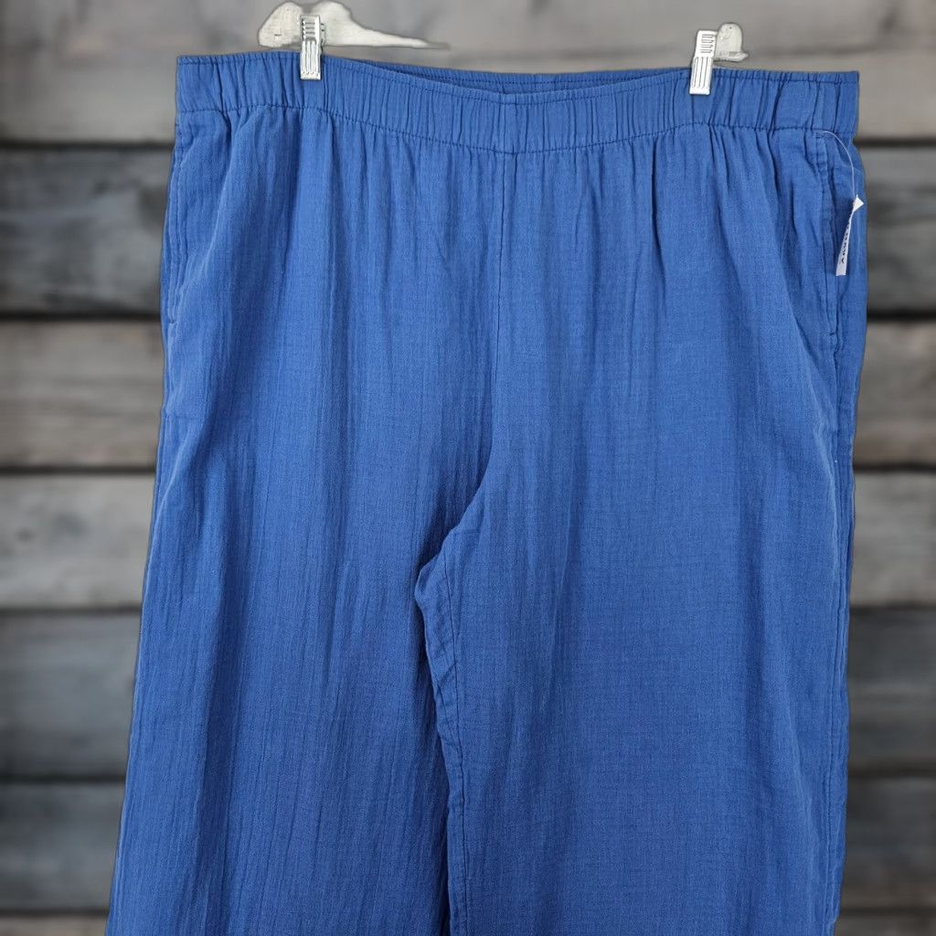 Old Navy Old Navy Womens Wide Leg Gauze Pants Pull On Sz 2XL Tall Blue Cotton Shirt? Size 40" / US 18 - 1 Thumbnail