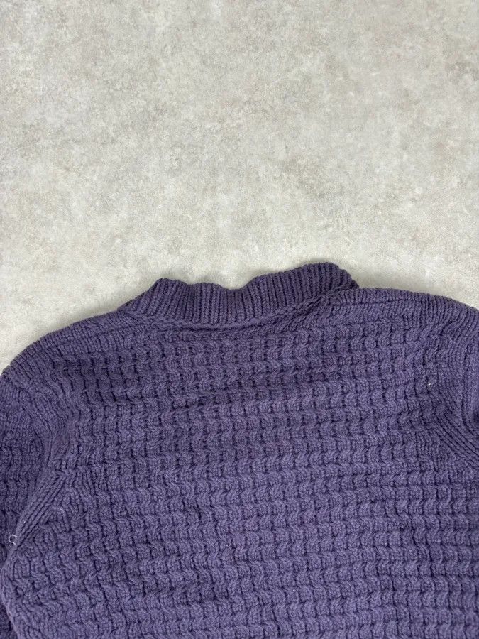 Marithe + Francois Girbaud 2000s Marithé + François Girbaud Asymmetrical Buttoned Wool Purple Cardigan Size S / US 4 / IT 40 - 6 Thumbnail