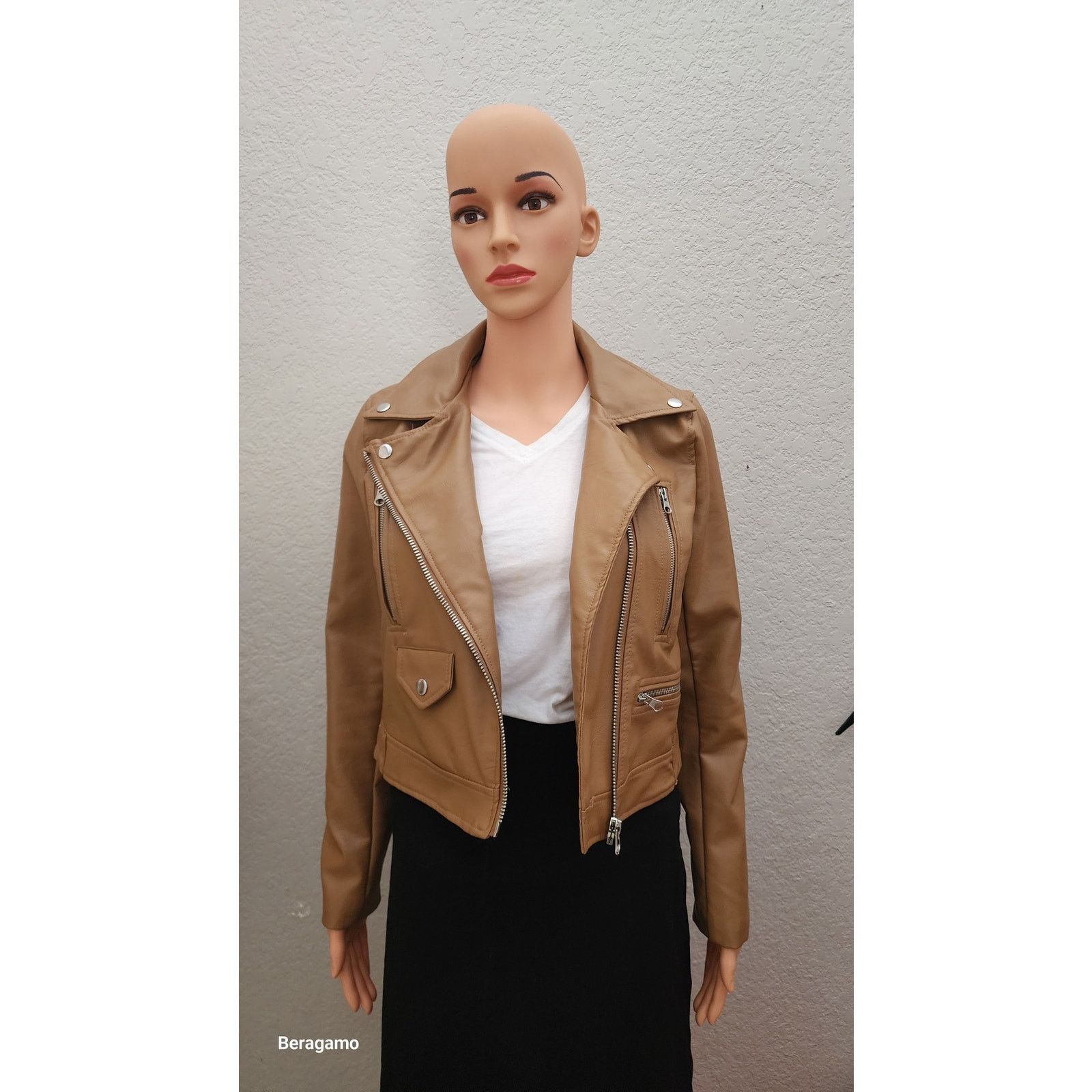 Other Women's Faux Leather Long Sleeve Zipper Moto Biker Jacket, S Size S / US 4 / IT 40 - 4 Thumbnail