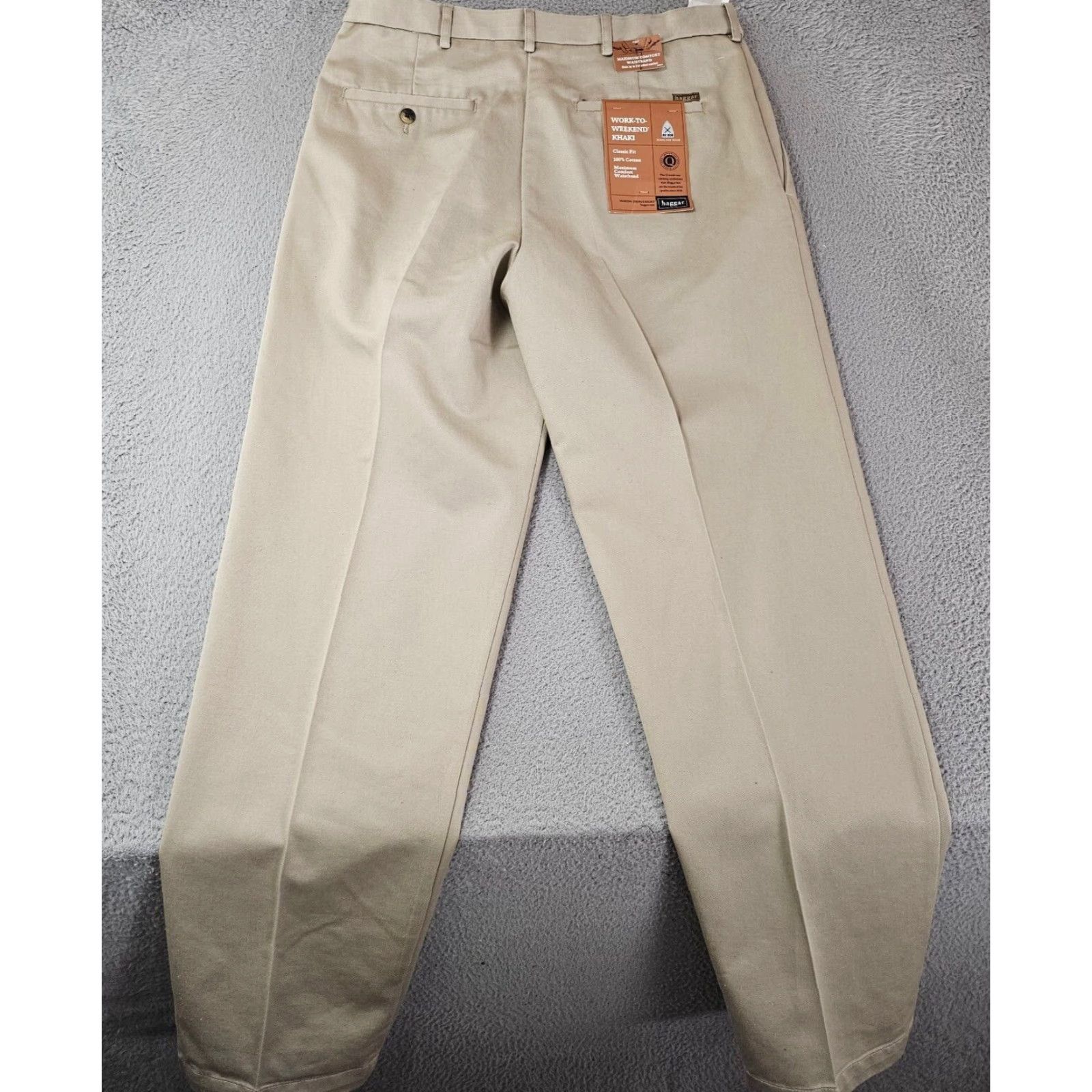 Haggar Haggar Dress Pants Mens 32x32 Khaki Classic Fit Flat Front Comfort Khaki Cotton Size US 32 / EU 48 - 7 Thumbnail