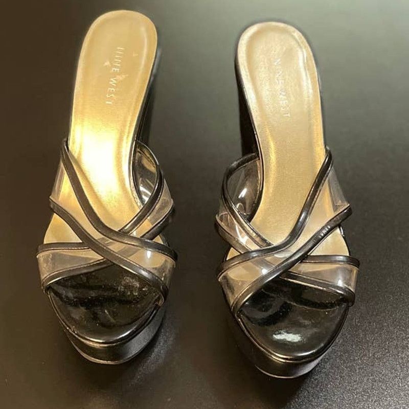 Nine West Nine West Black Wedge Sandal Size 6.5 Size US 6.5 / IT 36.5 - 2 Thumbnail