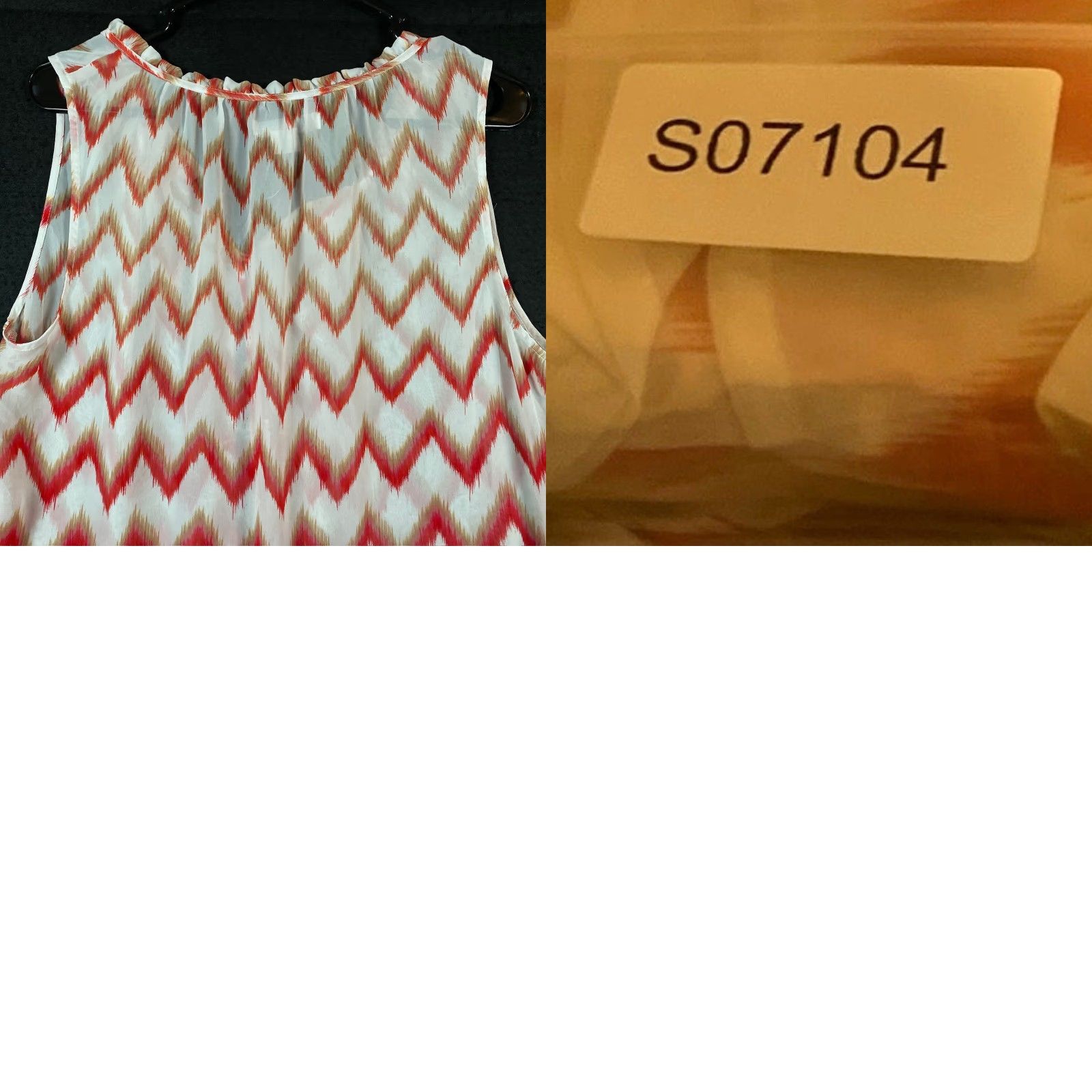 Liz Claiborne Liz Claiborne Womens Blouse Multicolor Zig Zag Sleeveless VNeck Henley Sheer L Shirt Size L / US 10 / IT 46 - 8 Thumbnail