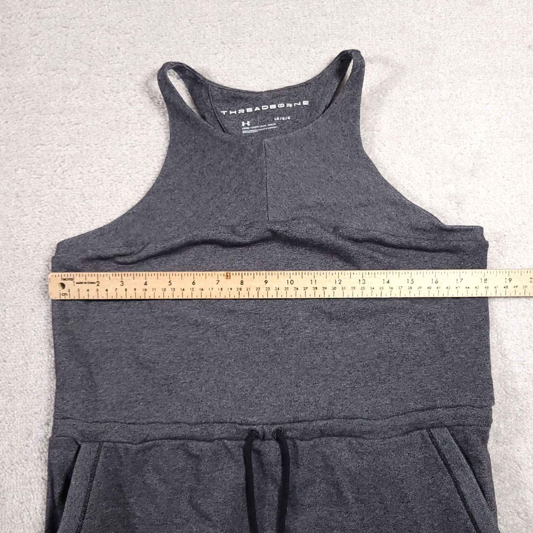 Under Armour Under Armour Threadborne Shoreline Terry Dress Women's Large Gray Pockets Cinch Tank Sleeveless Drawstring Waist Racer Back Size L / US 10 / IT 46 - 6 Thumbnail
